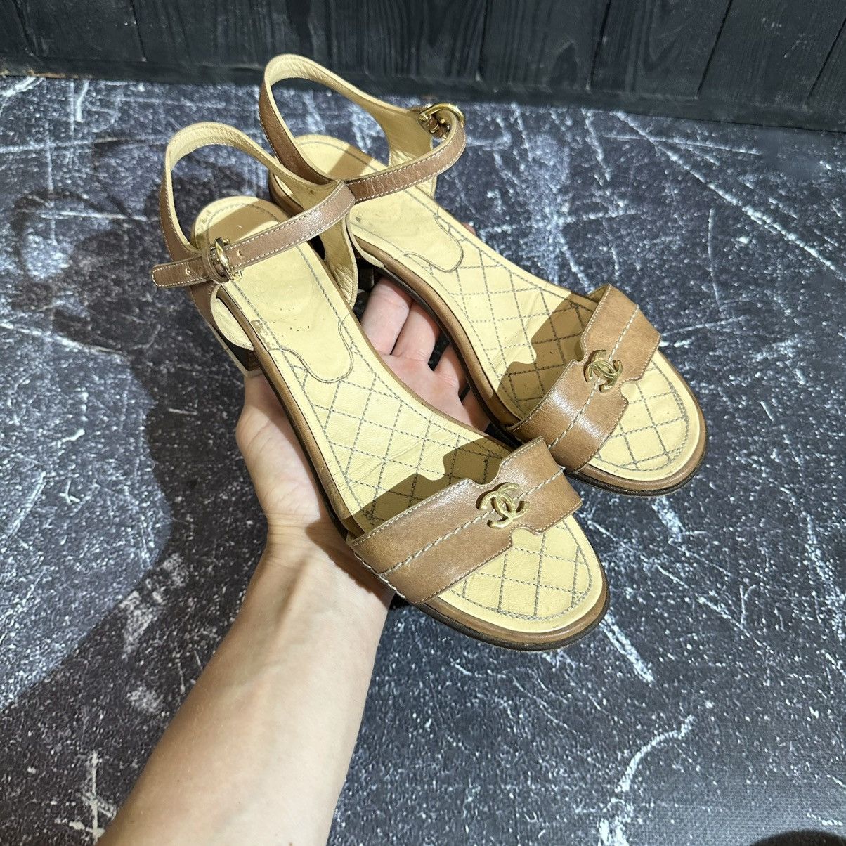 Chanel VINTAGE CHANEL - Women’s Leather Sandals Size 39.5 Size US 9.5 / IT 39.5 - 1 Thumbnail