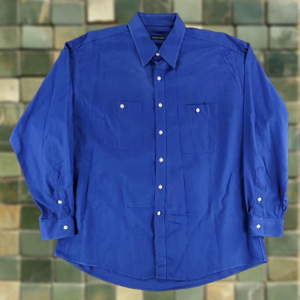 Vintage Gitman Bros Private Stock Button Up Dress Shirt Blue Mens XL Size 46R - 1 Thumbnail