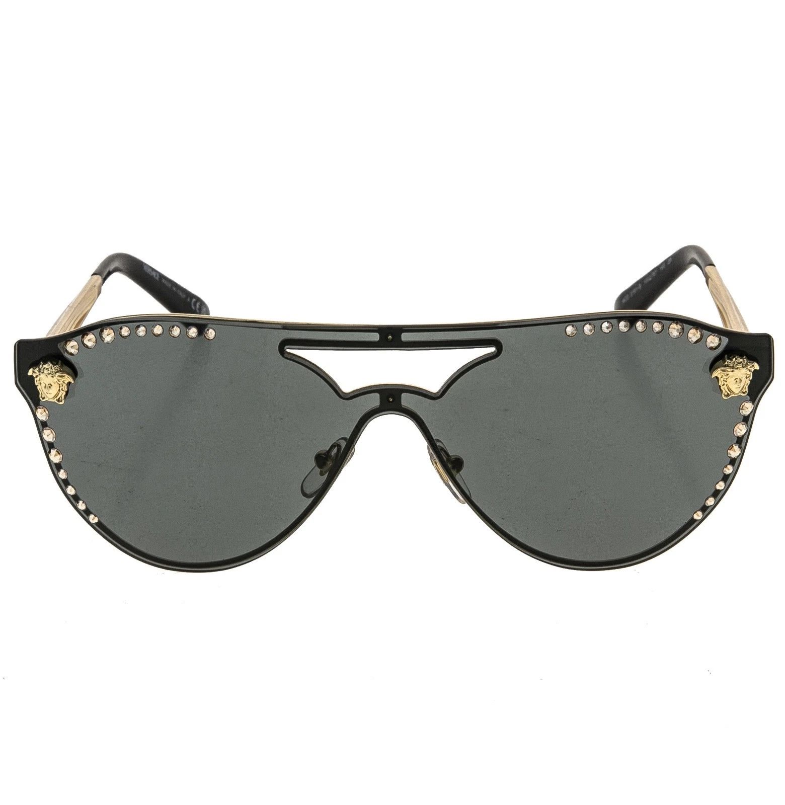 Versace VERSACE VE2161B GLAM Crystal 2161 Black Aviator Sunglasses Size ONE SIZE - 10 Thumbnail
