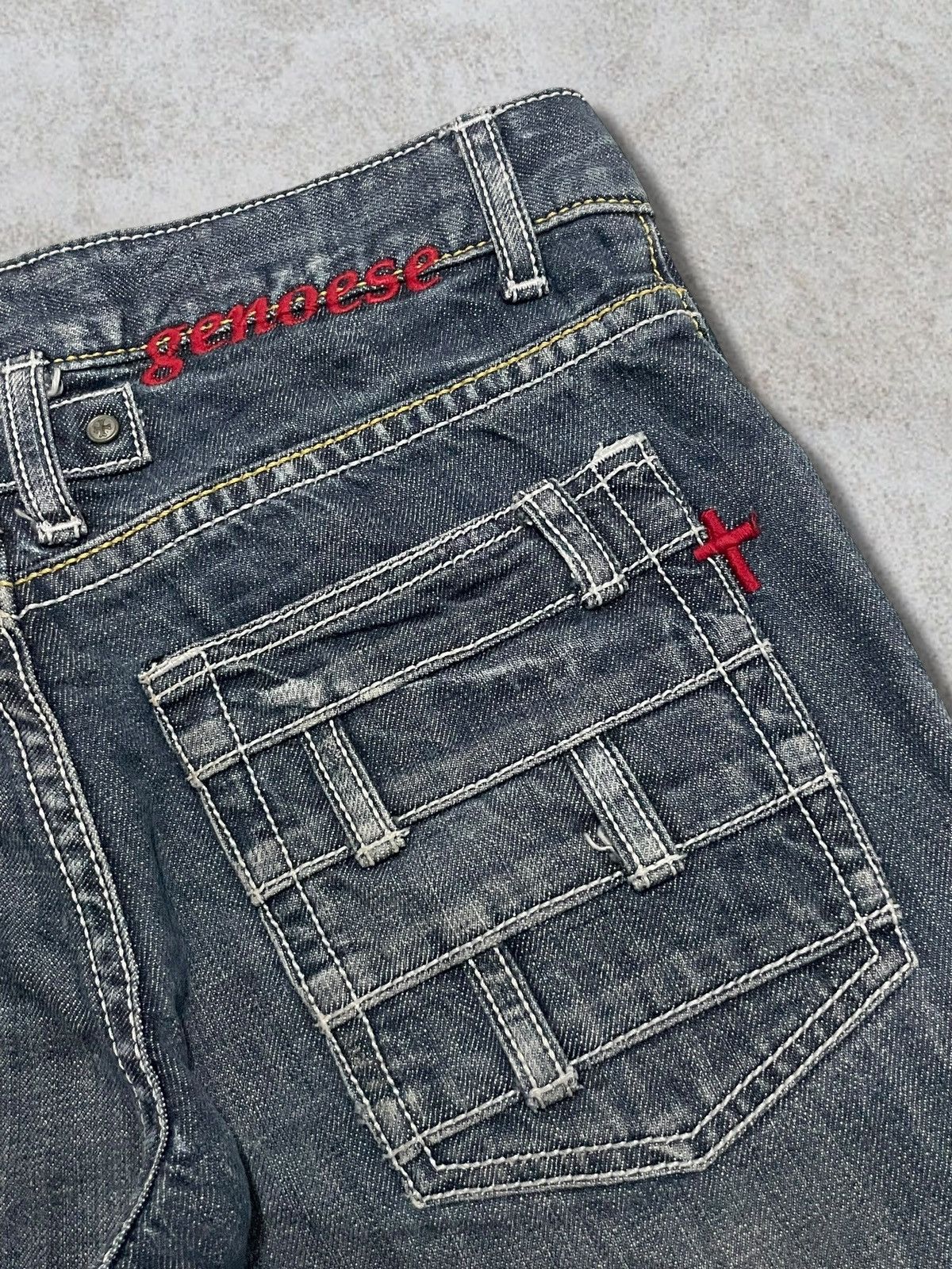 If Six Was Nine Vintage Genoese Tactical Embroidery Cross Logo Ripped Jeans Size 30" / US 8 / IT 44 - 10 Thumbnail