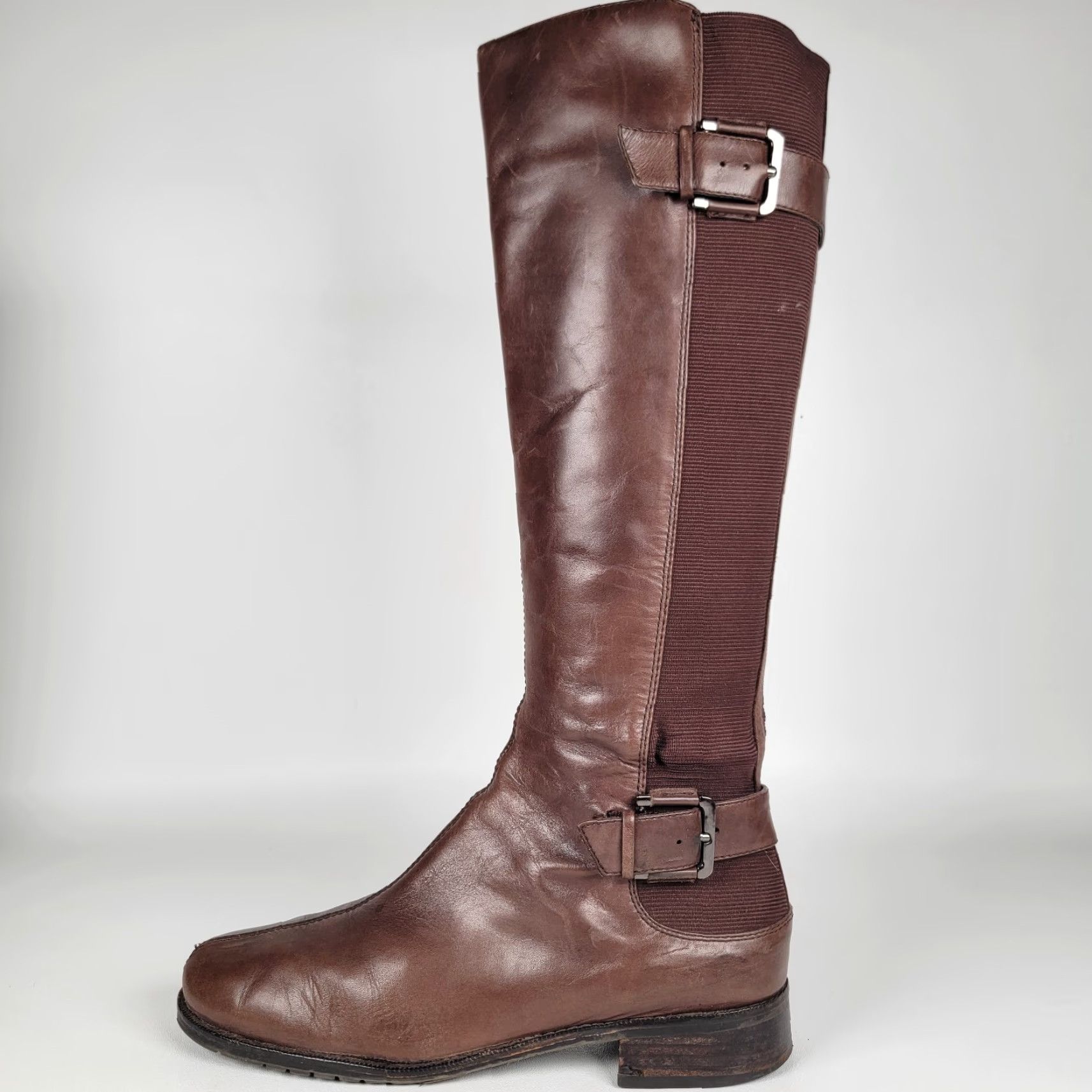 Vintage Aerosoles Boots Knee-High With Pride Faux Leather Brown 9.5 M Women Casual Zip Round Toe Shoes Size US 10 / IT 40 - 6 Thumbnail