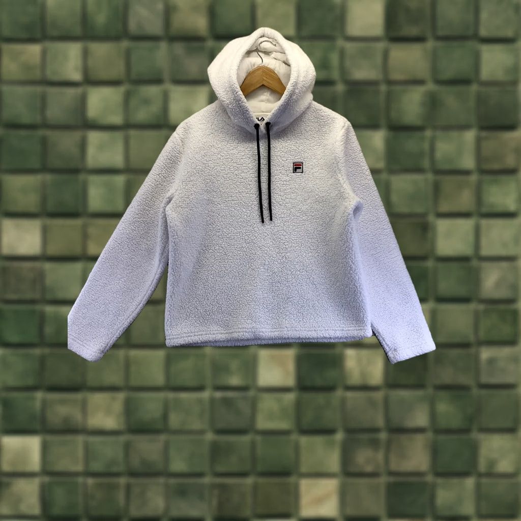 Fila FILA Hoodie Womens Pullover Fleece White 90s Logo Retro Casual Size M Size M / US 6-8 / IT 42-44 - 1 Thumbnail