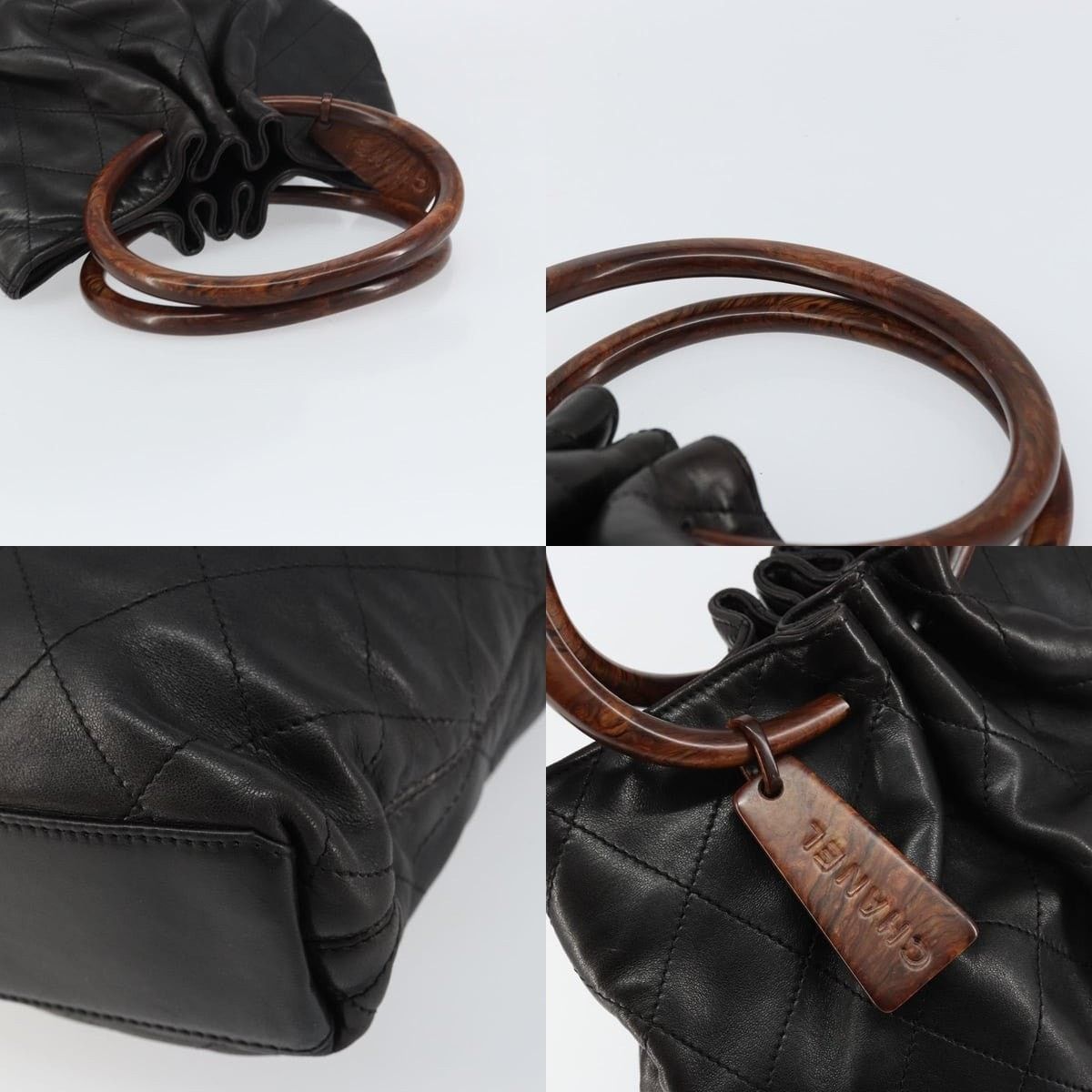 Chanel Chanel Matelasse Handbag Leather Black Gold CC Size ONE SIZE - 4 Thumbnail
