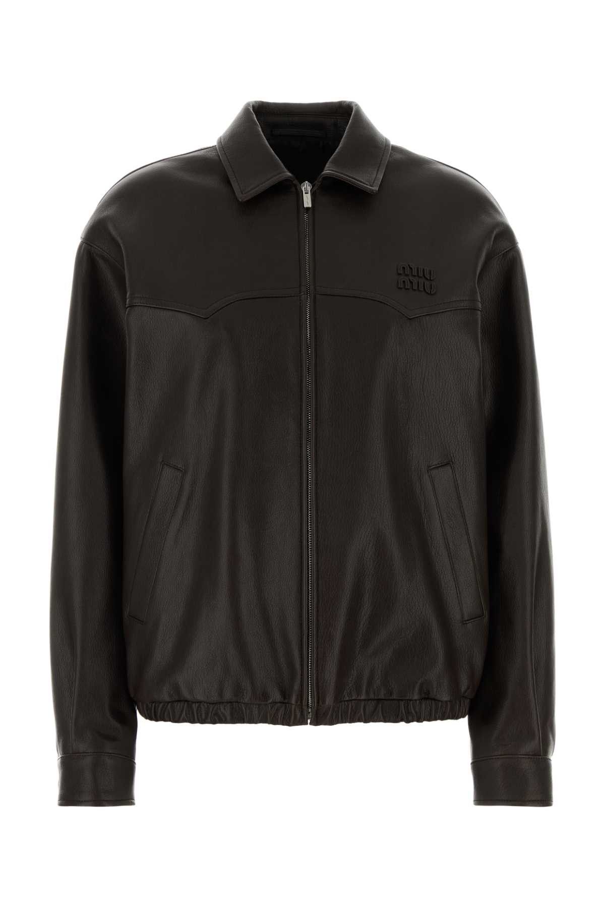 Miu Miu Brown Leather Jacket Size M / US 6-8 / IT 42-44 - 1 Thumbnail