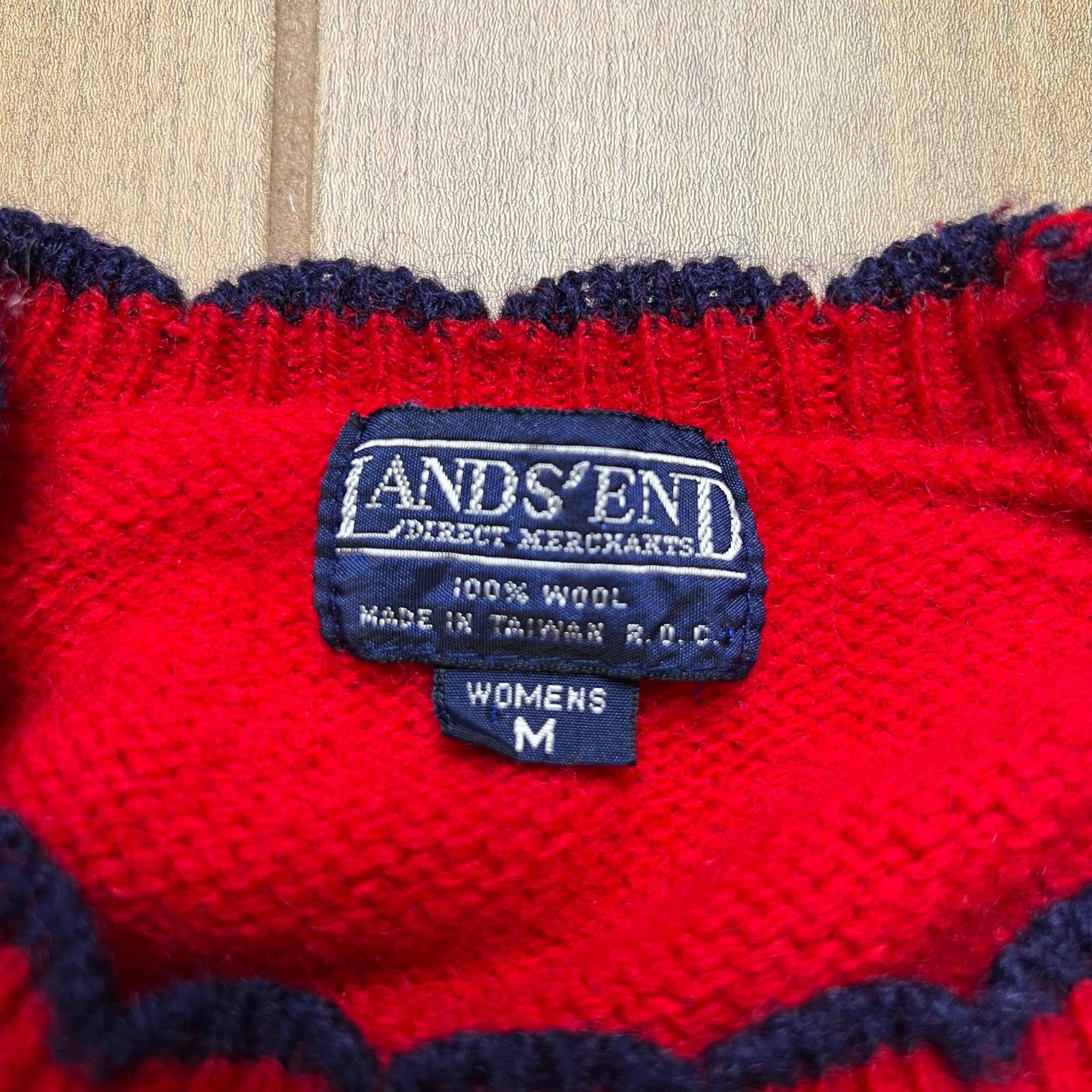 Vintage Vintage Lands’ End Red Wool Sweater Womens M Monogram CBM Size M / US 6-8 / IT 42-44 - 3 Thumbnail
