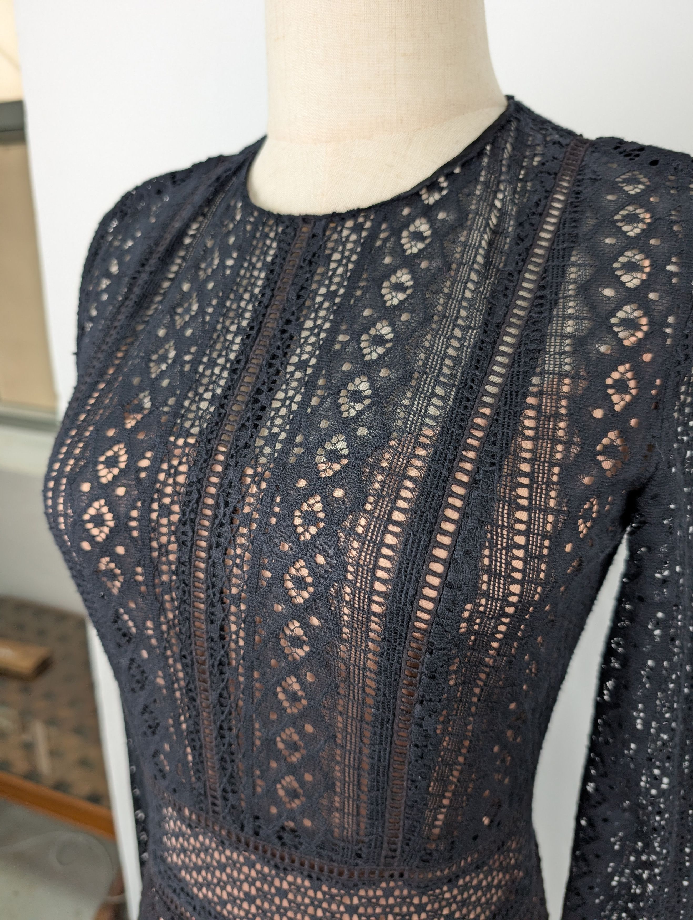 Theory Theory Black Cotton Mesh Long Dress Size XXS / US 00 / IT 34 - 4 Thumbnail