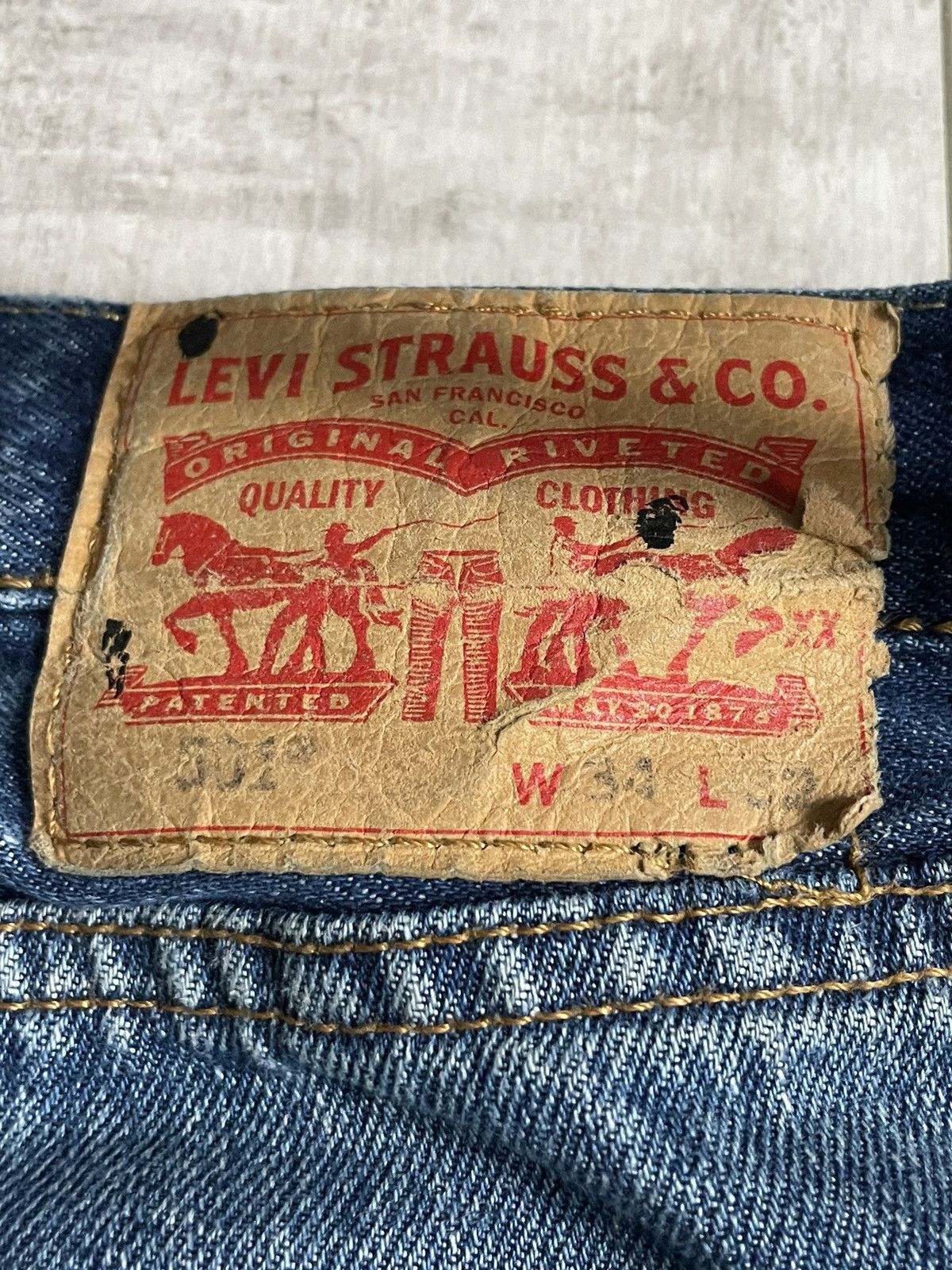 Levi's Vintage Levi’s Black Flag Denim Jeans Punk Distressed Faded Size US 33 - 10 Thumbnail