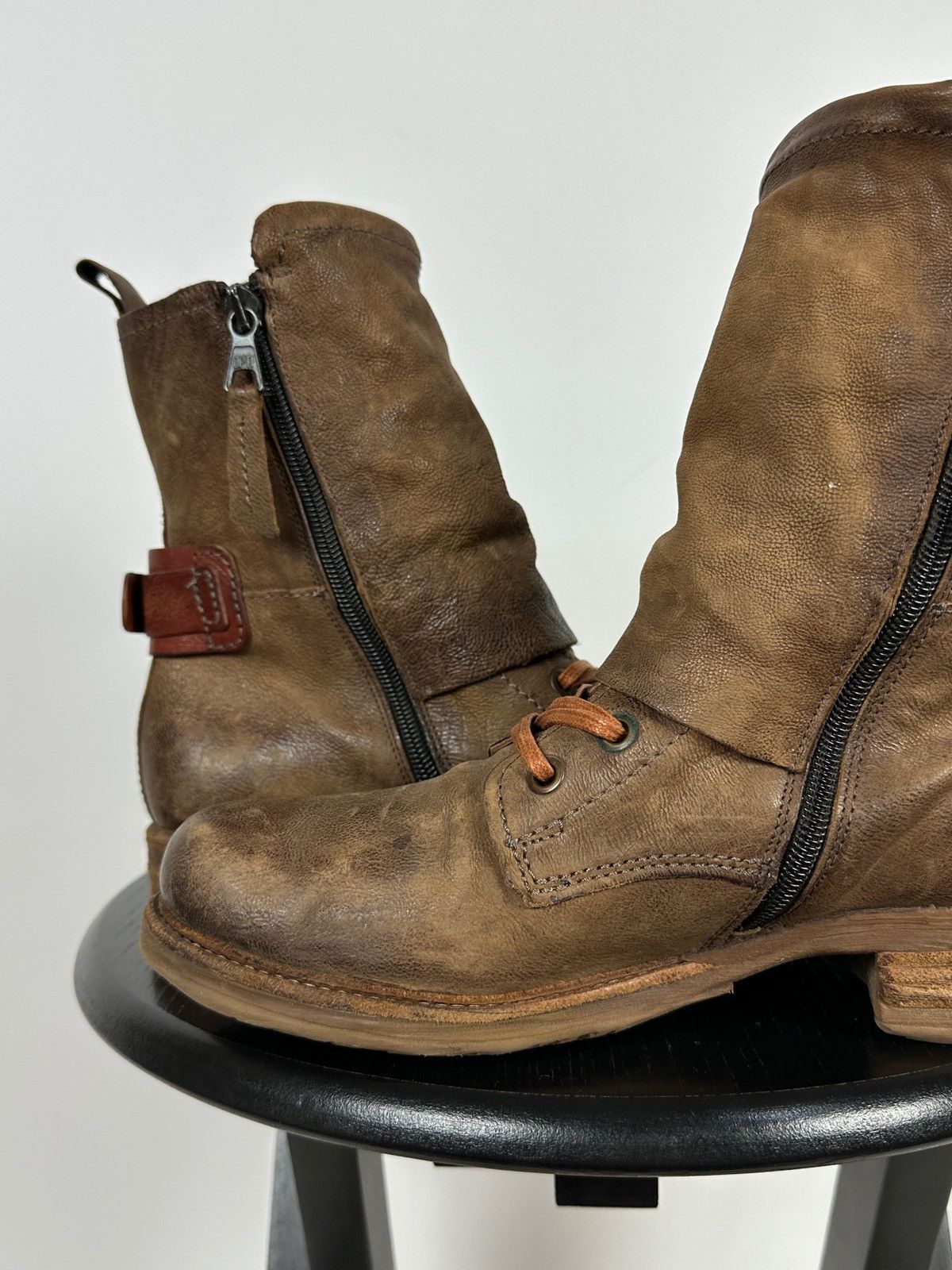 A.S.98 A.S.98. Airstep Brown Leather Biker Ankle Boots Size US 7 / IT 37 - 19 Thumbnail