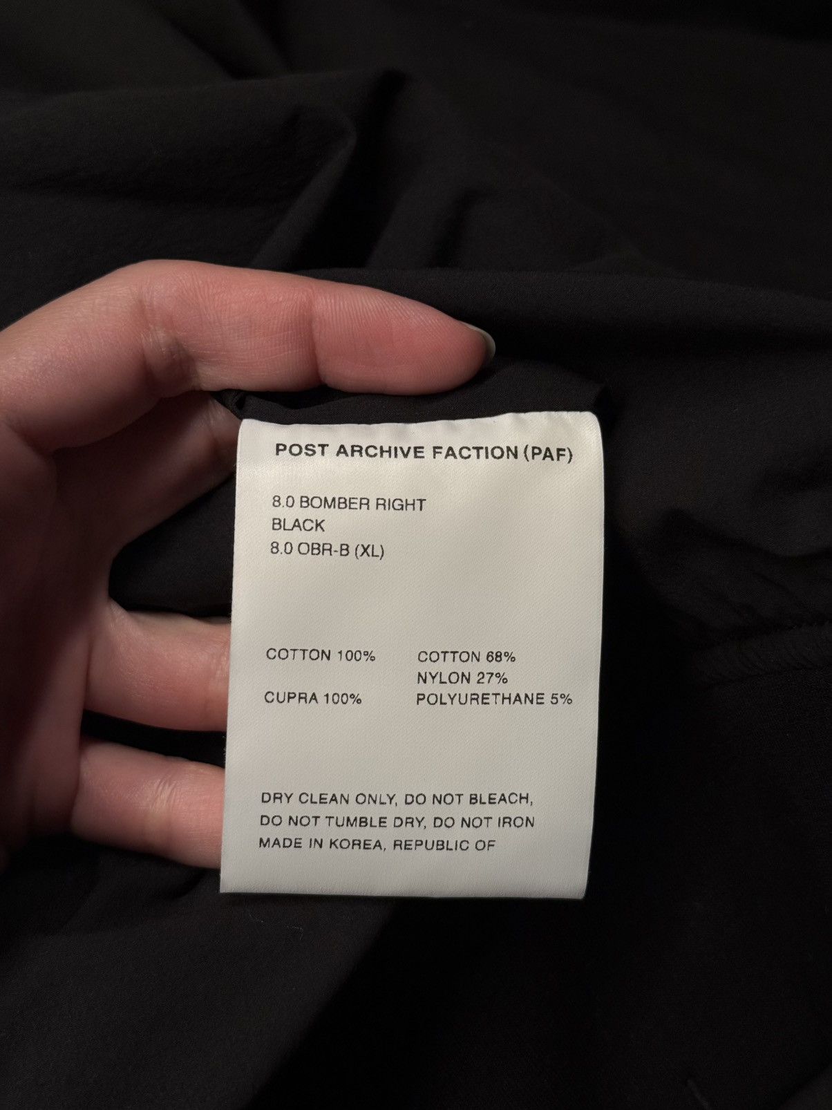 POST ARCHIVE FACTION (PAF) Post Archive Faction (paf) black bomber jacket Size US XL / EU 56 / 4 - 6 Thumbnail