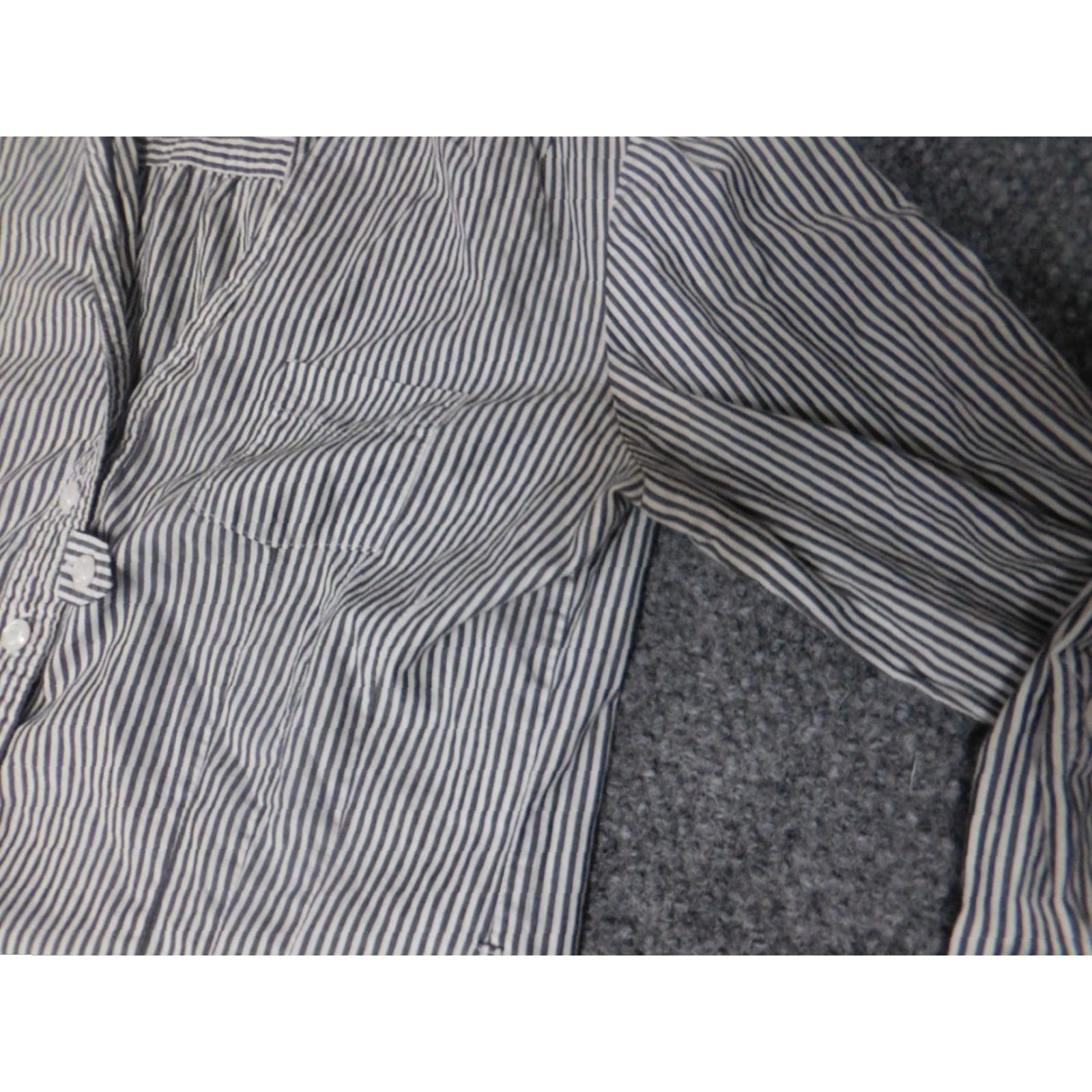 Apt. 9 Apt 9 Womens Blouse Small Gray Striped Button Down Shirt Casual Sleeve Collared Cotton Polyester Regular Basic Vintage No Size S / US 4 / IT 40 - 4 Thumbnail