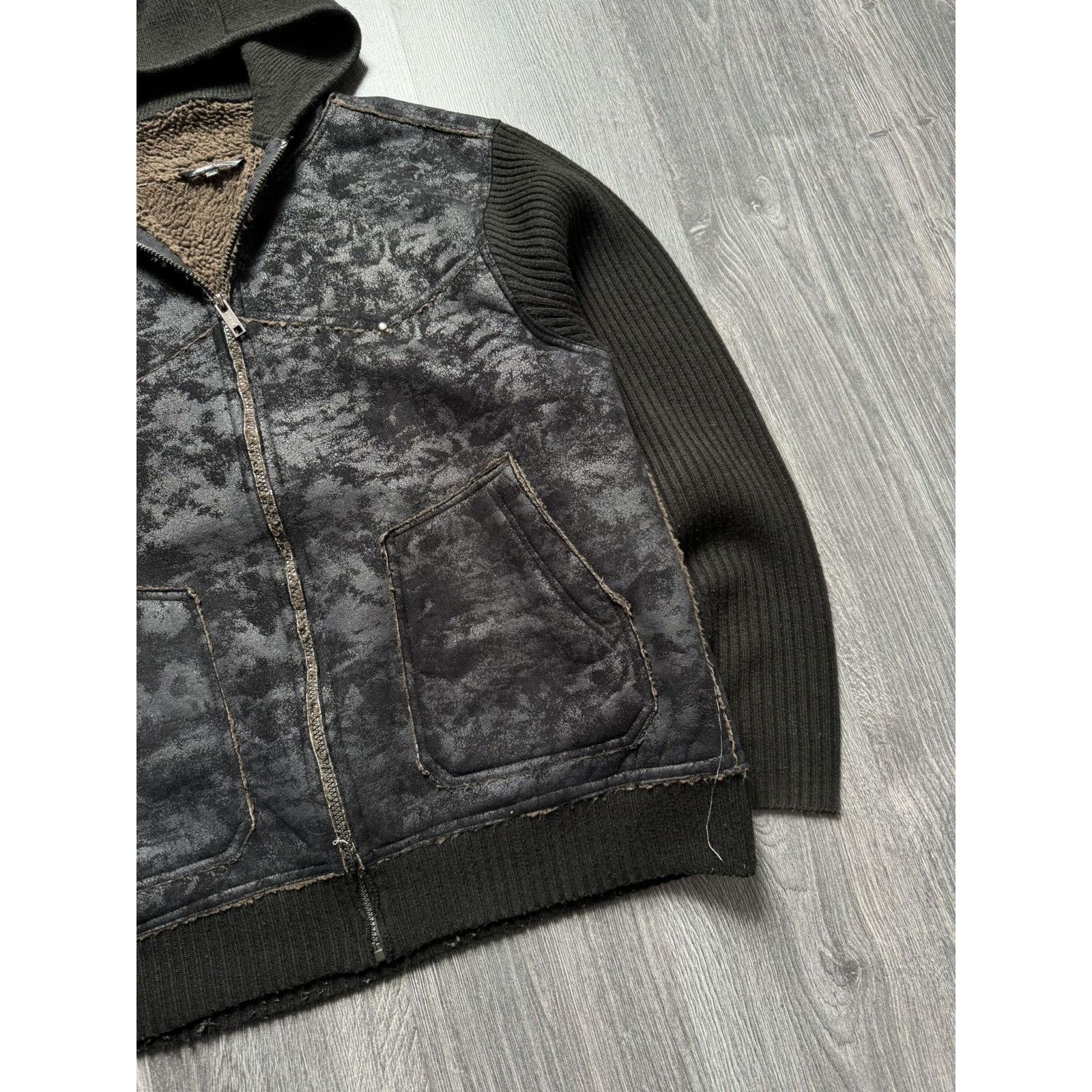 Japanese Brand × Vintage Y2K Avantgarde Zip Washed Sherpa Hoodie Balenciaga Style Size US XL / EU 56 / 4 - 3 Thumbnail