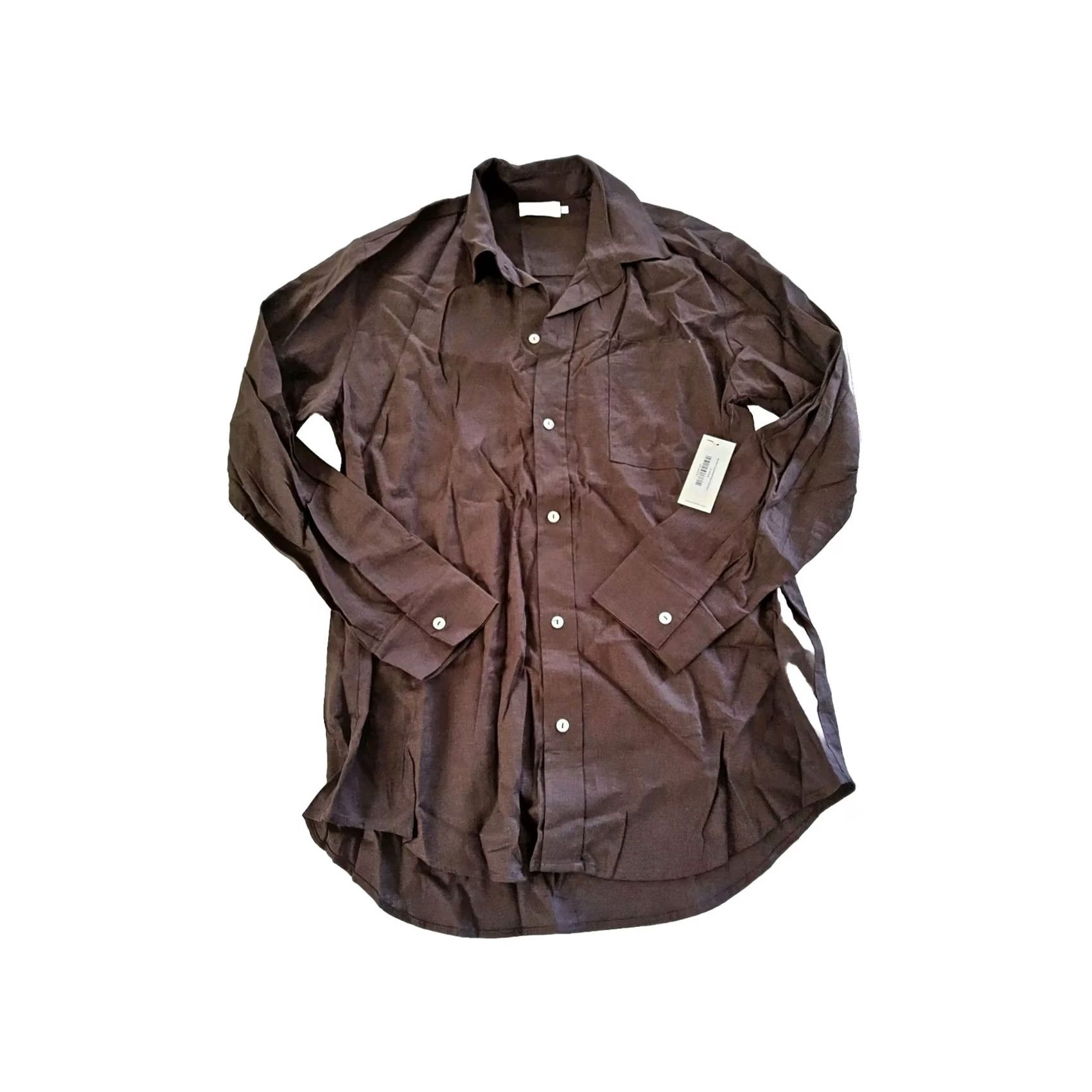 Vintage Montce Women's Button-Up Shirt Linen Blend Swim Cover Size S Brown, Linen Blend, Rayon, Button Down - Regular, 18 Size S / US 4 / IT 40 - 7 Thumbnail