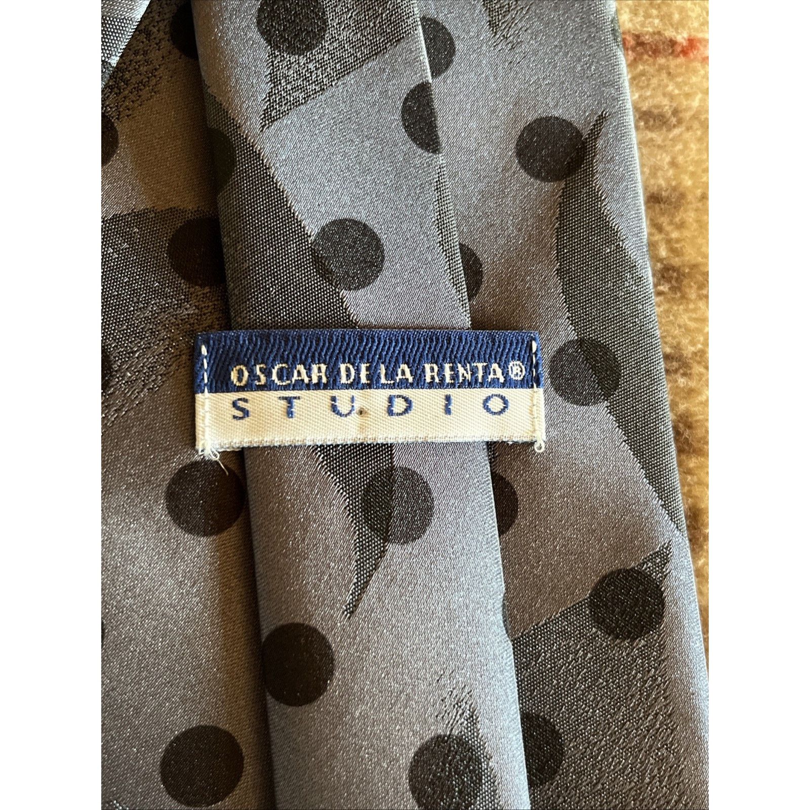 Oscar De La Renta Oscar de la Renta Studio Tie Silvery Blue Poly Silk Necktie Size ONE SIZE - 3 Thumbnail