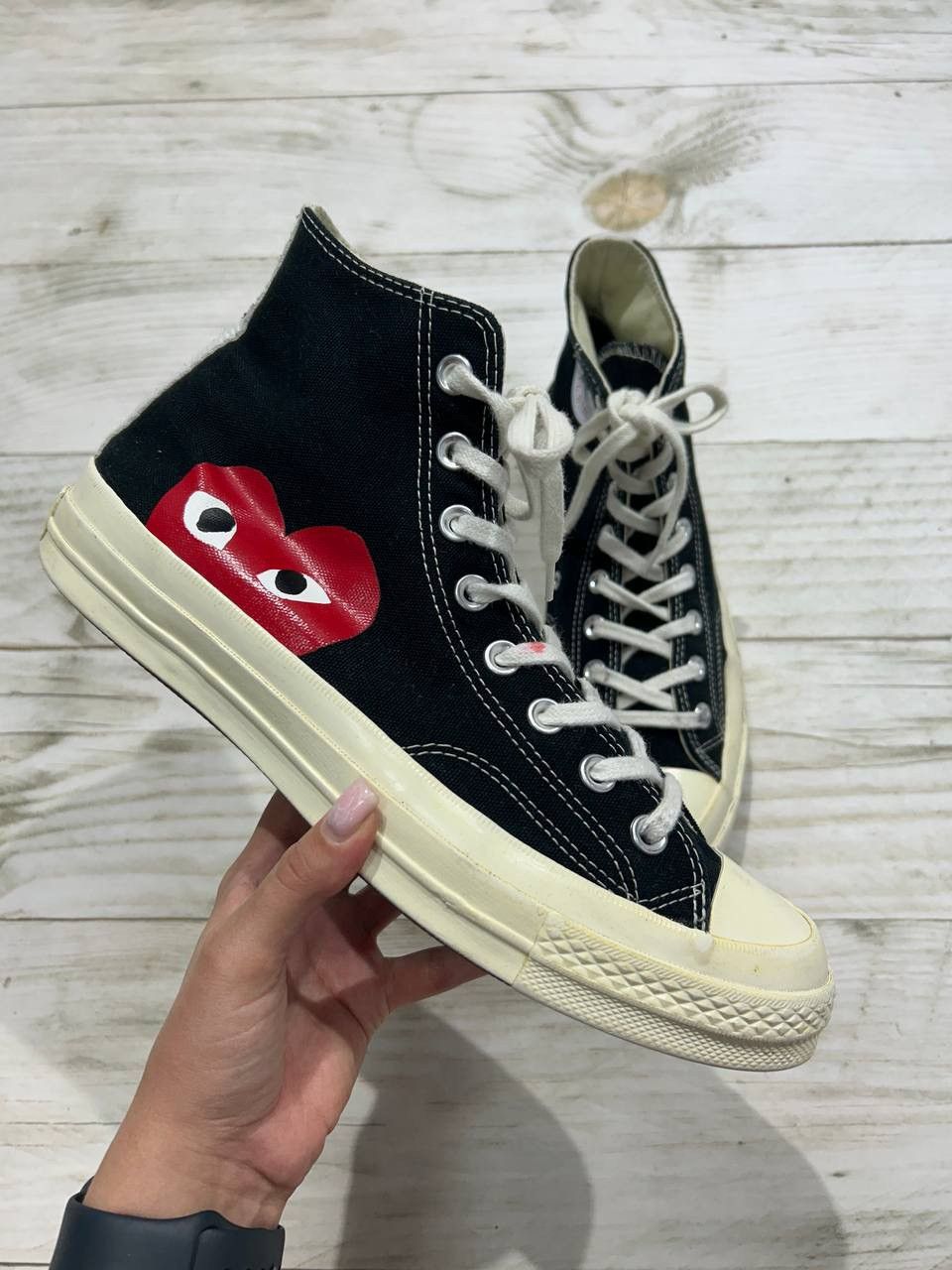 Comme des Garcons PLAY Comme des Garçons x Converse High Top CDG Sneakers Size US 8.5 / EU 41-42 - 3 Thumbnail
