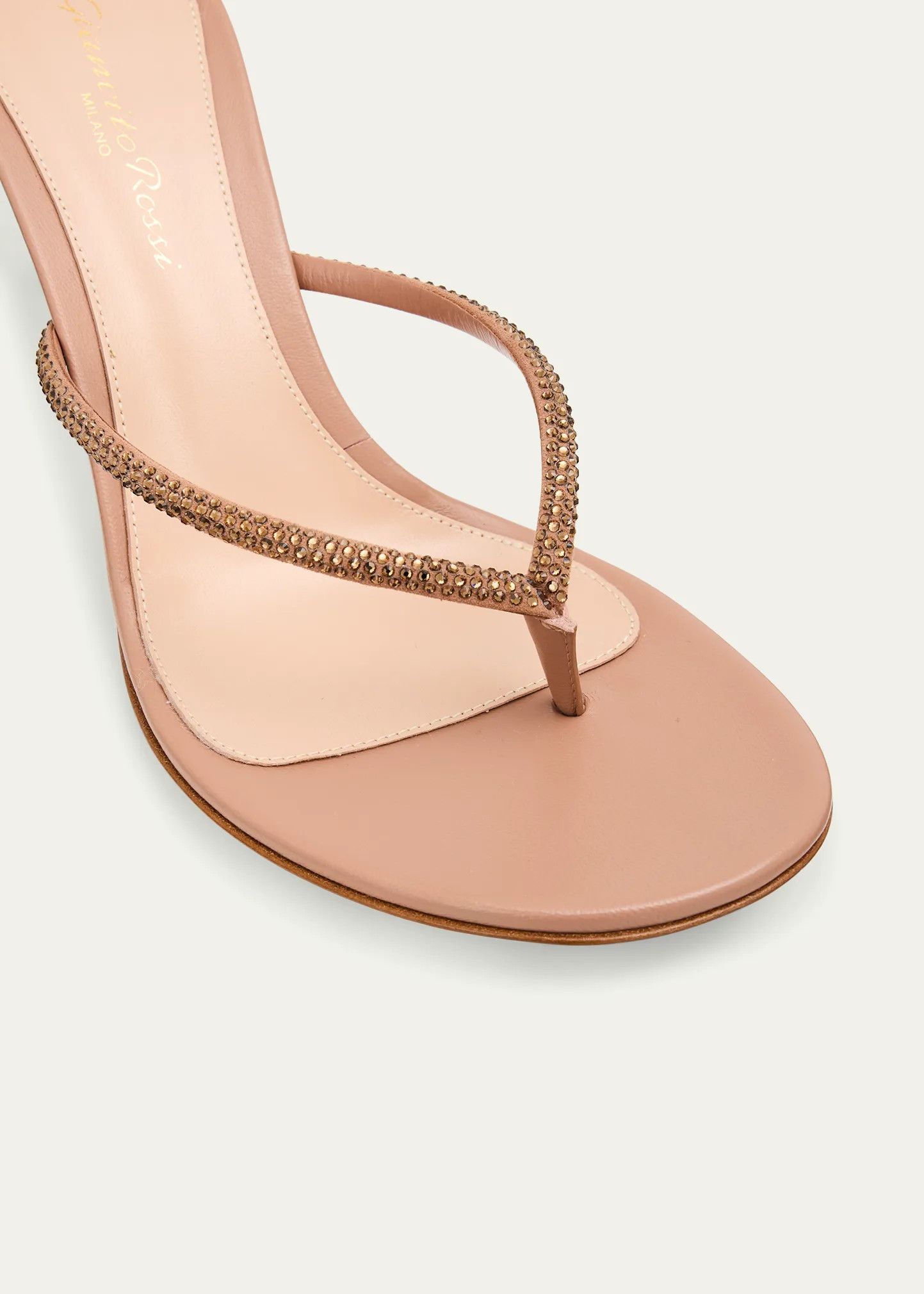 Gianvito Rossi os11x0126 India Strass Thong Stiletto Sandals in Nude Size US 8.5 / IT 38.5 - 3 Thumbnail