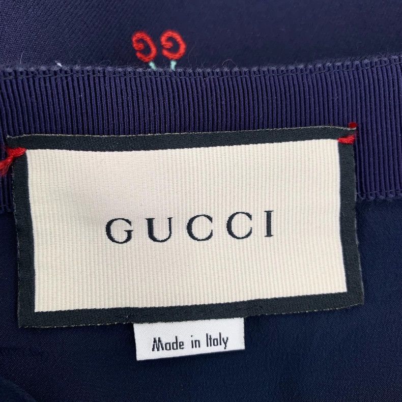 Gucci Gucci Dark blue cherry embroidery full print cotton casual Size US 26 / EU 42 - 5 Thumbnail