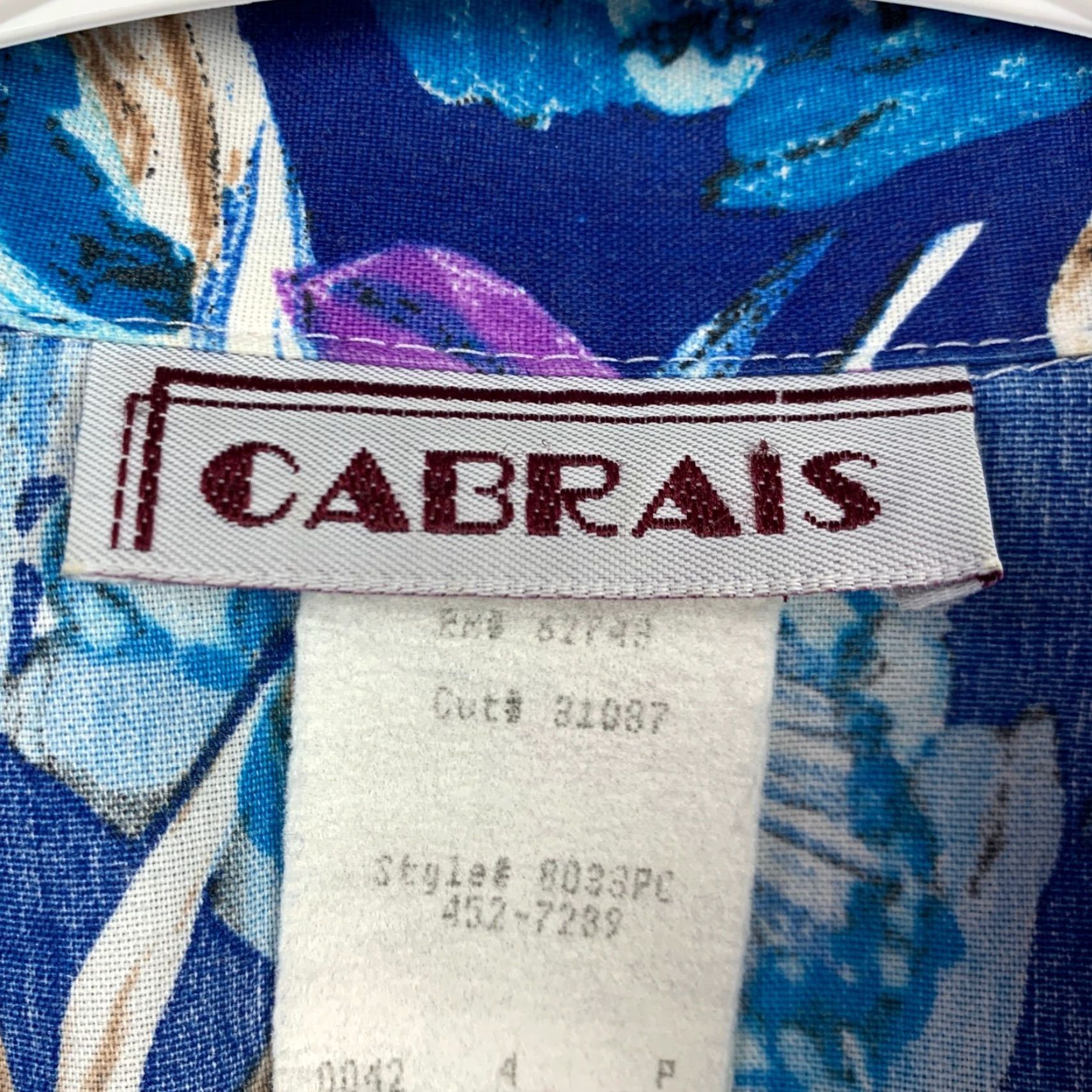 Vintage VINTAGE Cabrais Tropical Hawaiian Floral Button Up Camp Shirt Womens 4 Blue 1990s Cotton Blend Shirt Womens 90s Girls? Size S / US 4 / IT 40 - 3 Thumbnail