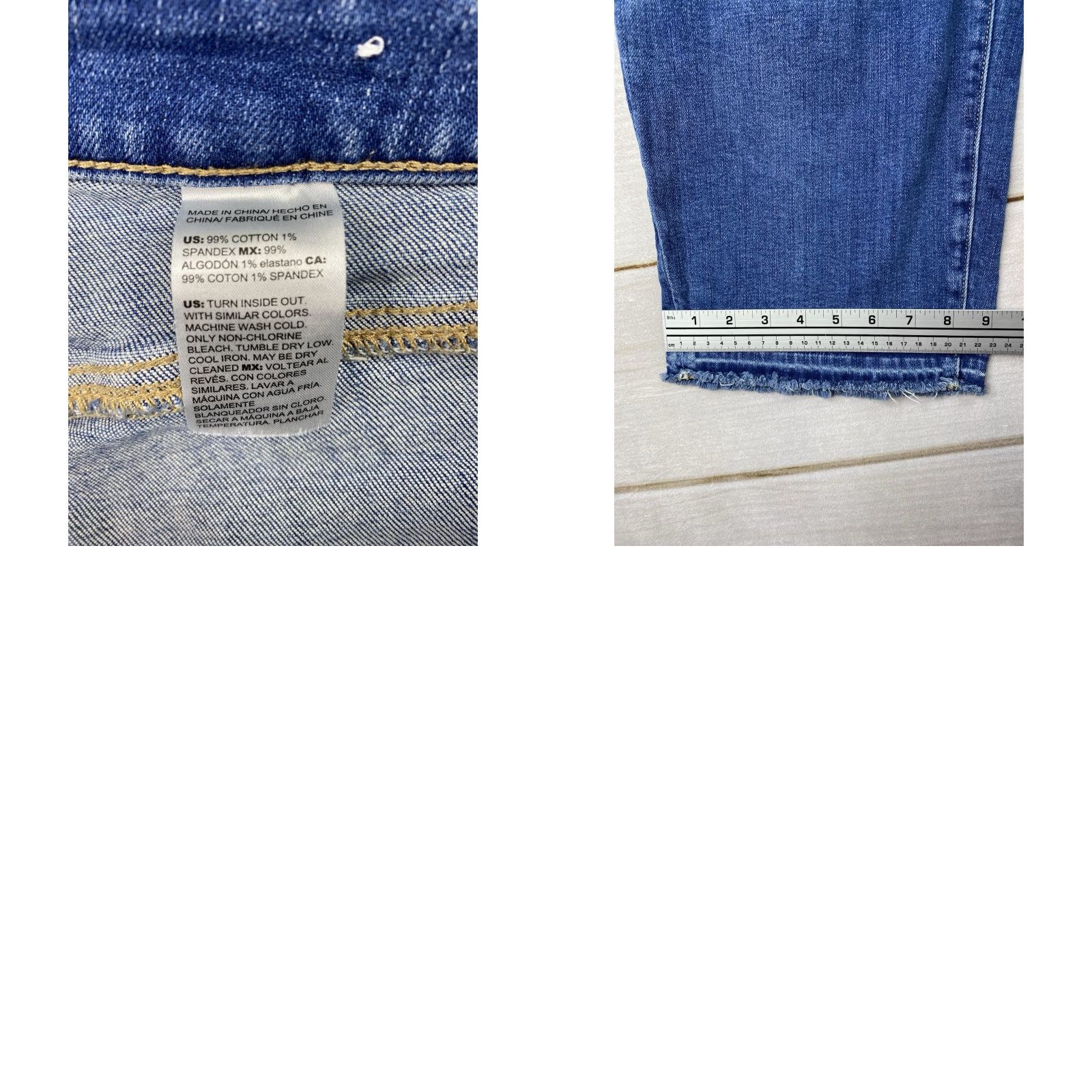 Vintage Chicos Jeans Sz 3 16 High Rise Straight Leg Crop Distressed Denim Stretch 5-Pocket Button Zip Size 26" / US 2 / IT 38 - 8 Thumbnail