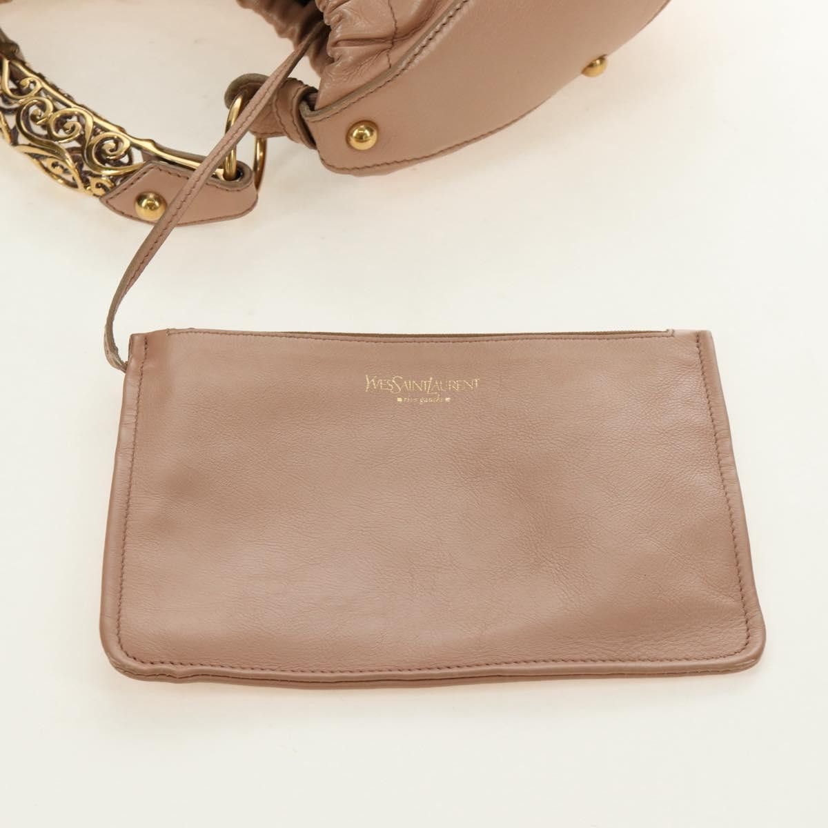 Saint Laurent Paris SAINT LAURENT Mombasa Shoulder Bag Leather Pink Gold Auth Size ONE SIZE - 17 Thumbnail