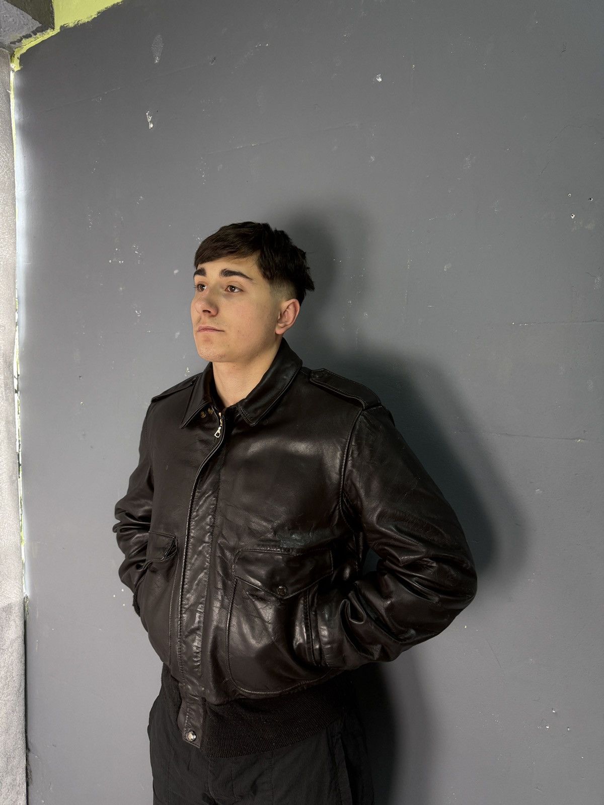 Schott 70-x Schott Distressed Leather Jacket Bomber Brown Aviator Size US M / EU 48-50 / 2 - 2 Thumbnail