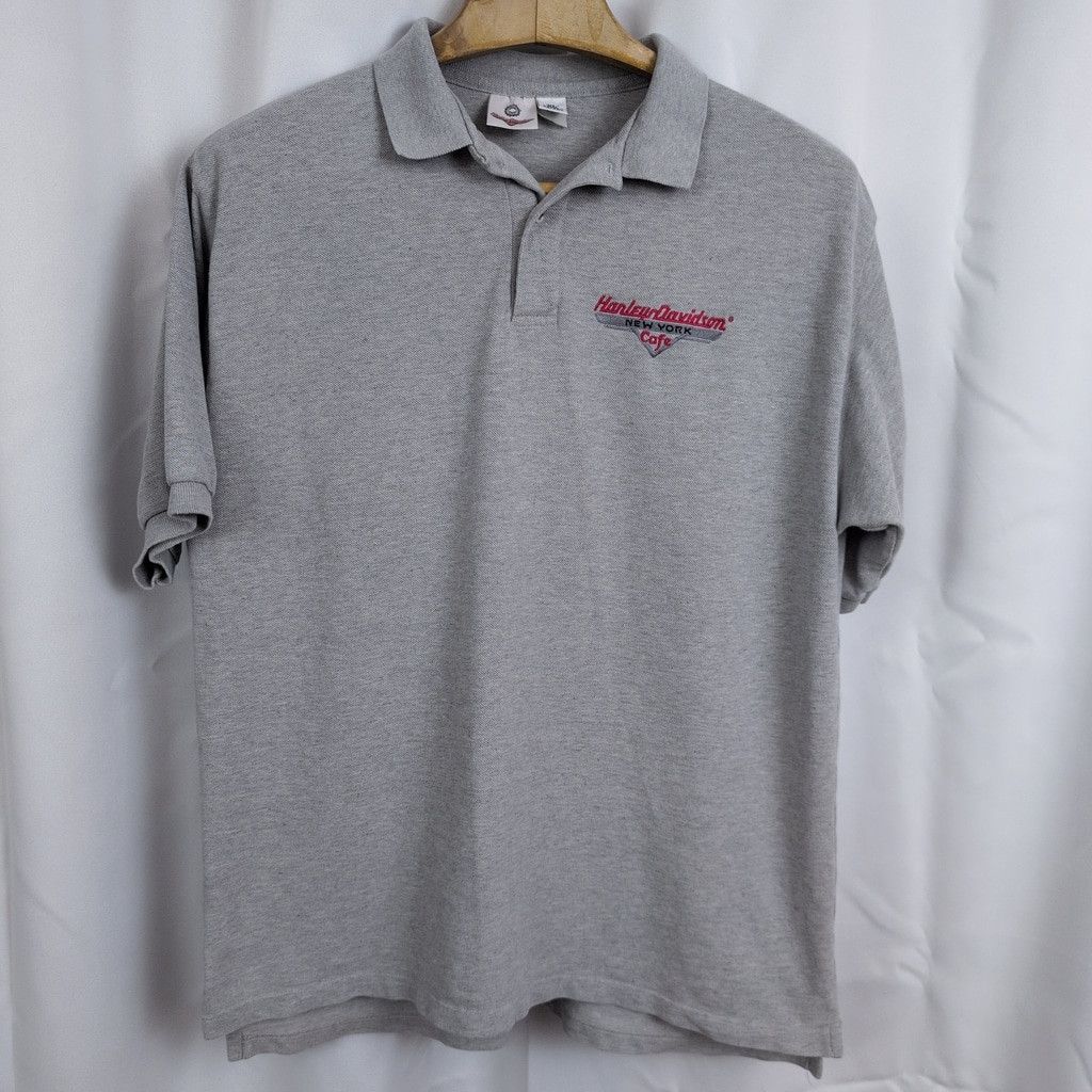 Harley Davidson × Vintage Men's Vintage USA Made Harley-Davidson NY Cafe Polo XL Size US XL / EU 56 / 4 - 1 Thumbnail