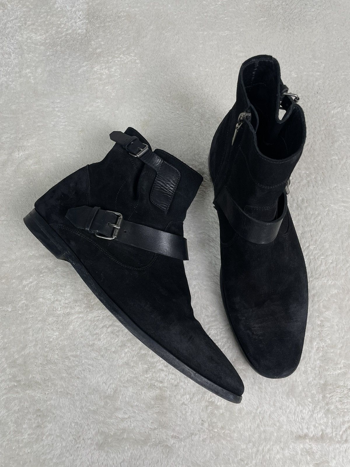 image of Saint Laurent Paris Saint Laurent Suede Boots in Black, Men's (Size 11)