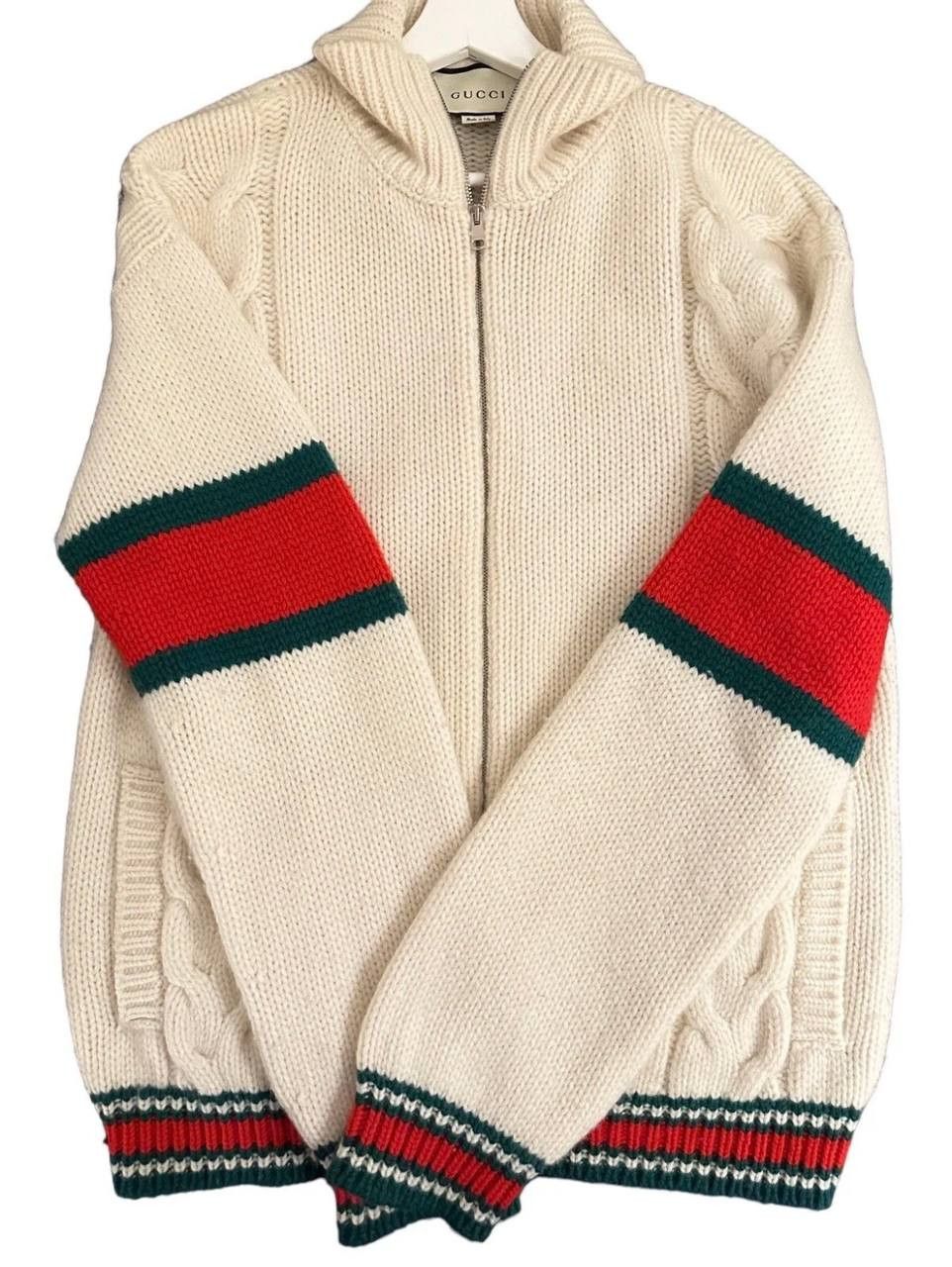 image of Gucci Zipper Bomber Jacket Cableknit, Men's (Size Small)