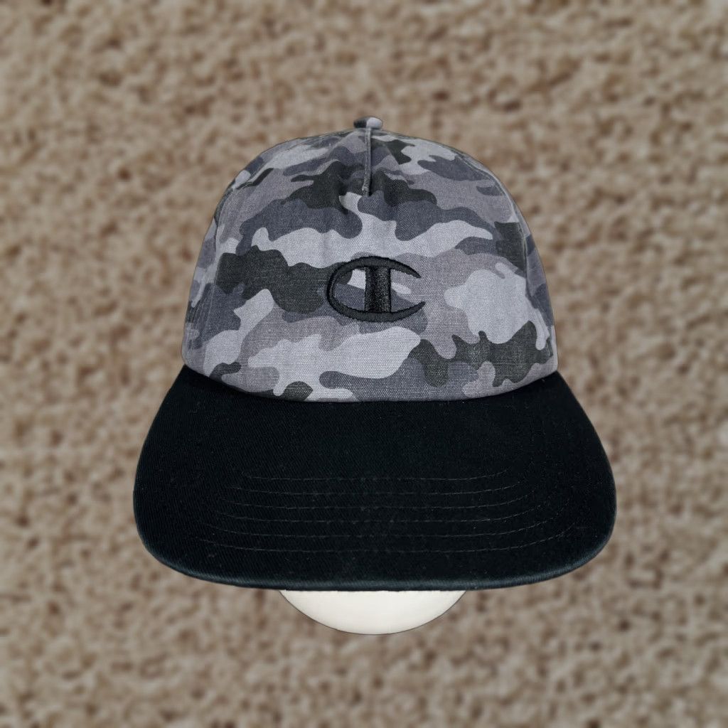 Champion Champion Hat Cap Snap Back Adult One Size Gray Camo Embroidered 100% Cotton Golf Mens Womens Boys Girls Size ONE SIZE - 1 Thumbnail