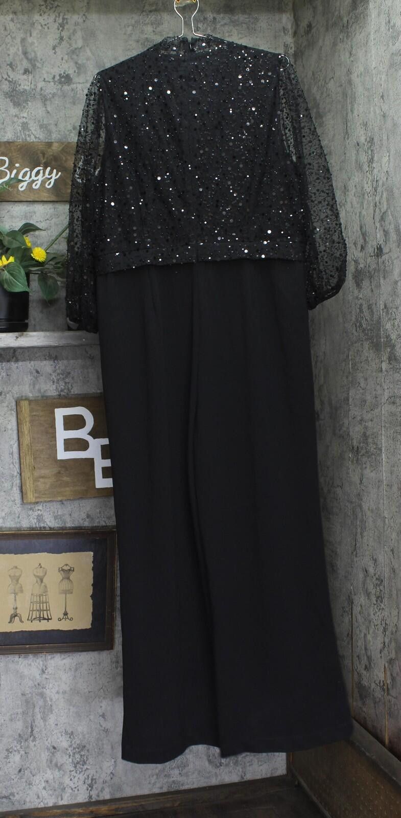 Other Halston Sequined Embellished Jumpsuit Hd4i1aul Black 16 Size 38" / US 16 / IT 52 - 2 Thumbnail