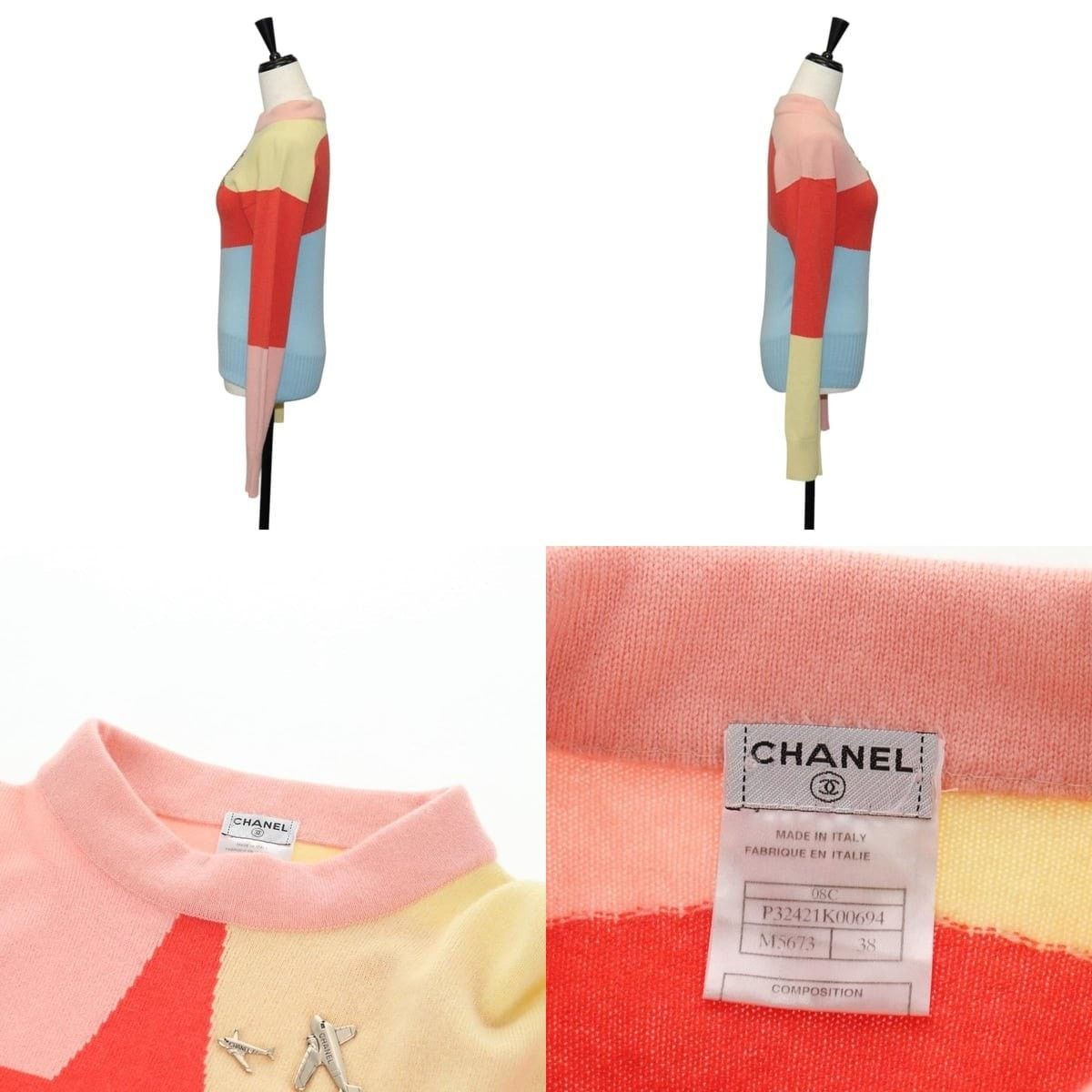 Chanel Chanel Knit Sweater Jacket Cashmere Red CC Size US XXS / EU 40 - 3 Thumbnail