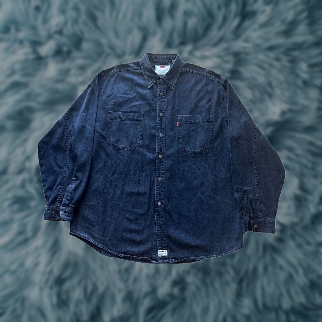 Levi's VINTAGE Levi's Shirt 2XL Black Chambray Denim Button-Down Size US XXL / EU 58 / 5 - 1 Thumbnail