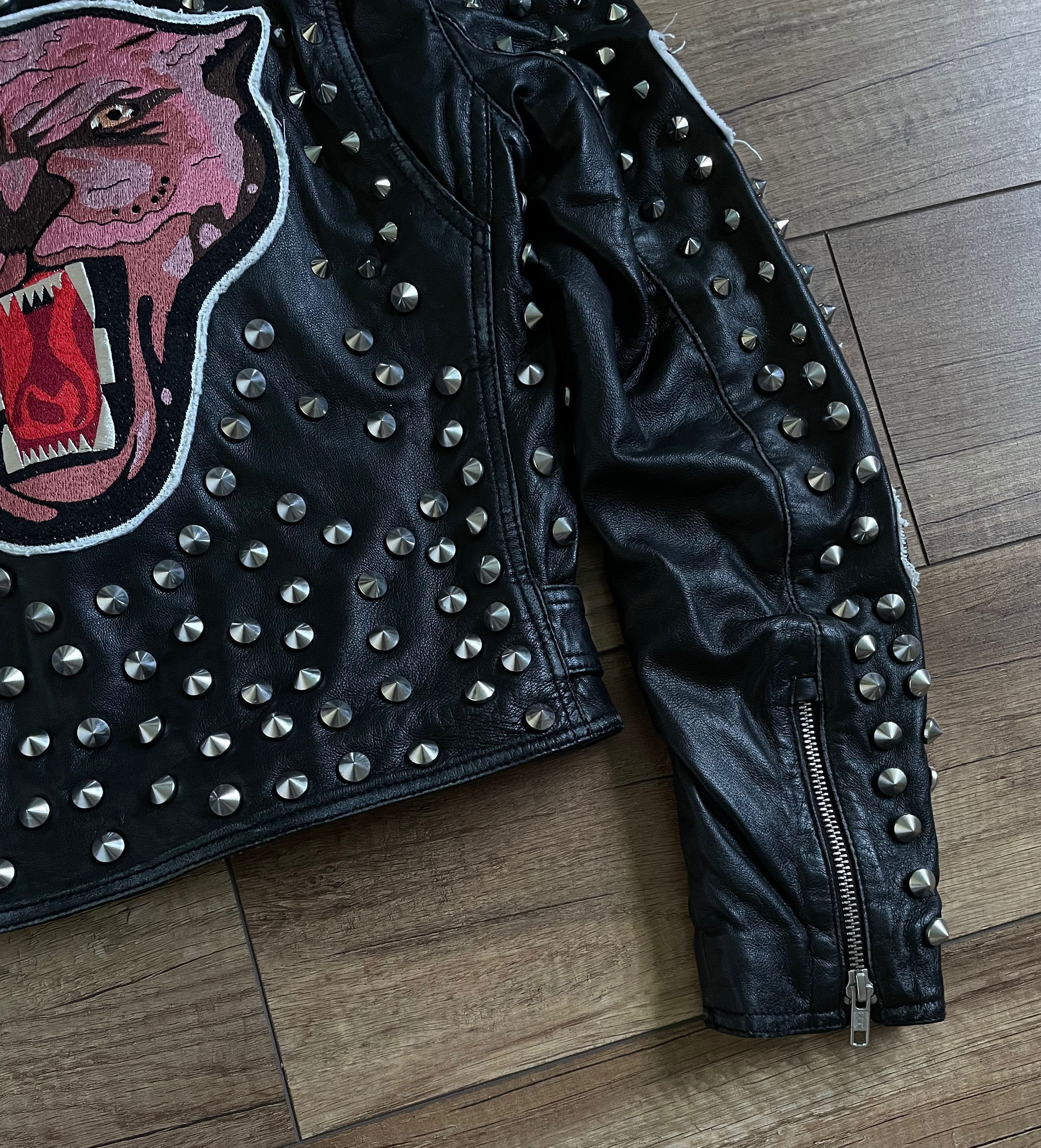 Zara Rare Zara Black Leather Studded Patchwork Biker Jacket Size S / US 4 / IT 40 - 9 Thumbnail