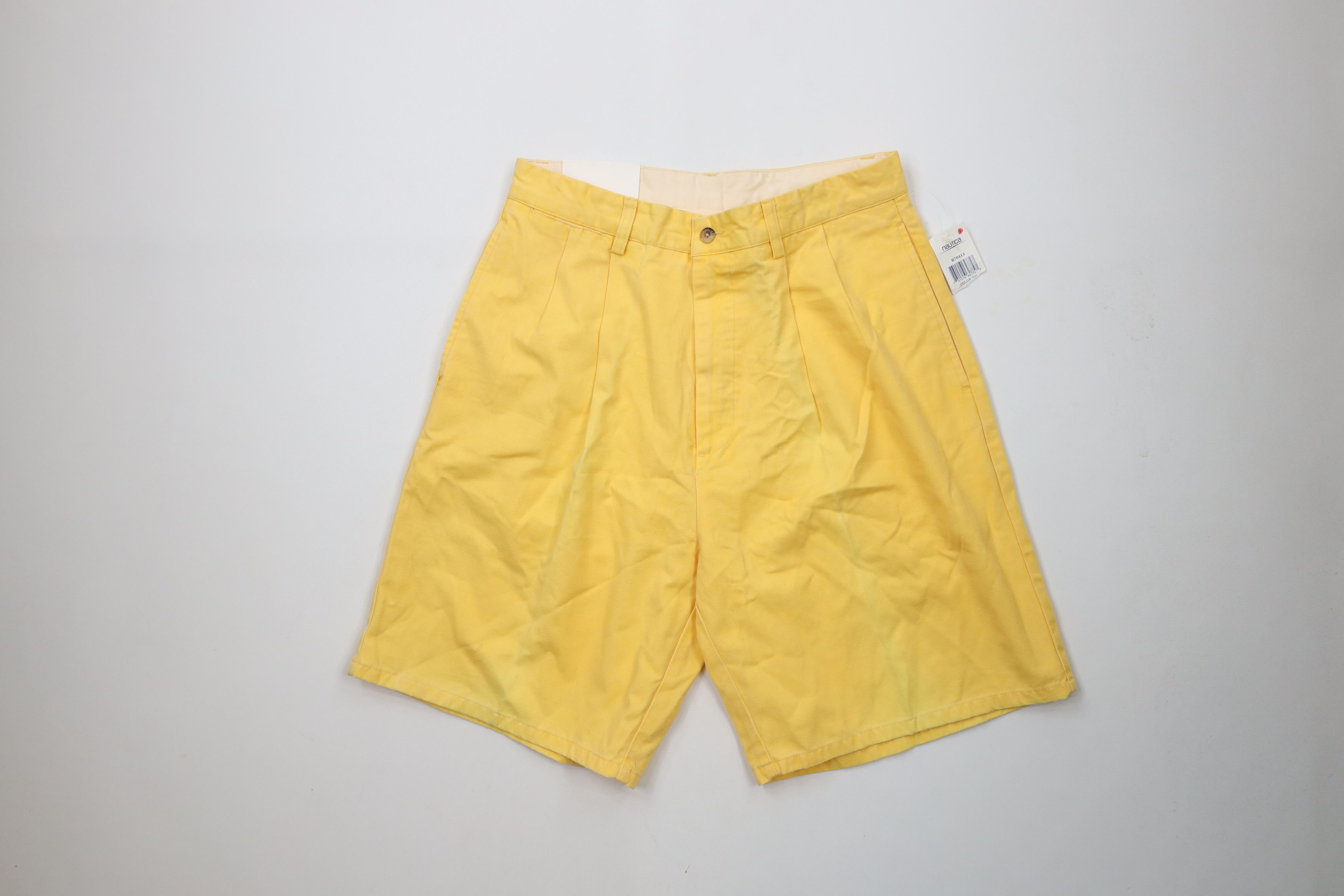 Nautica × Vintage Deadstock Vintage 90s Nautica Above Knee Chino Shorts Yellow Size US 32 / EU 48 - 1 Thumbnail