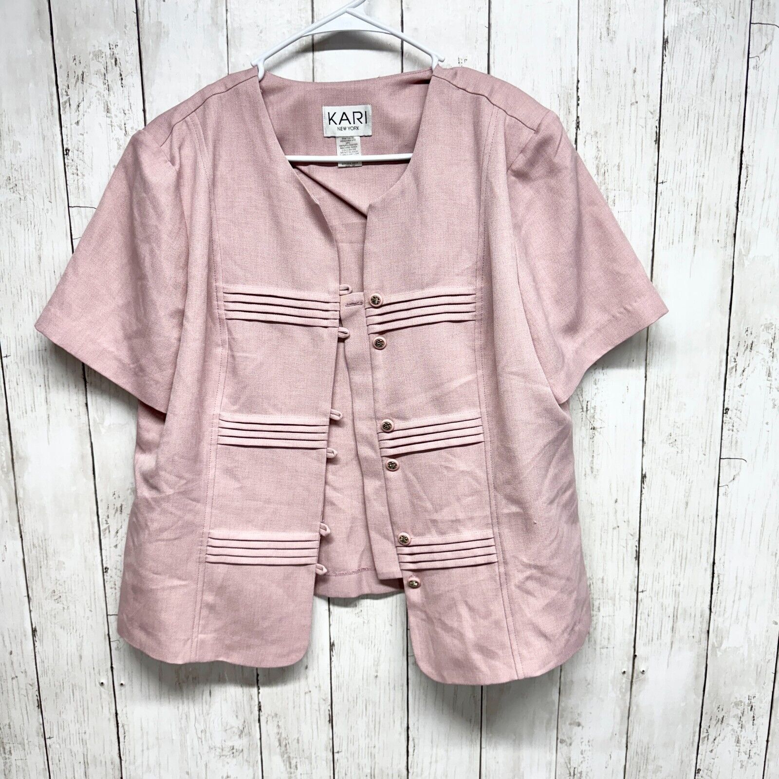 Vintage VTG Kari New York Short Sleeve Pattern Striped Pink Jacket Size XXL / US 16-18 / IT 52-54 - 1 Thumbnail
