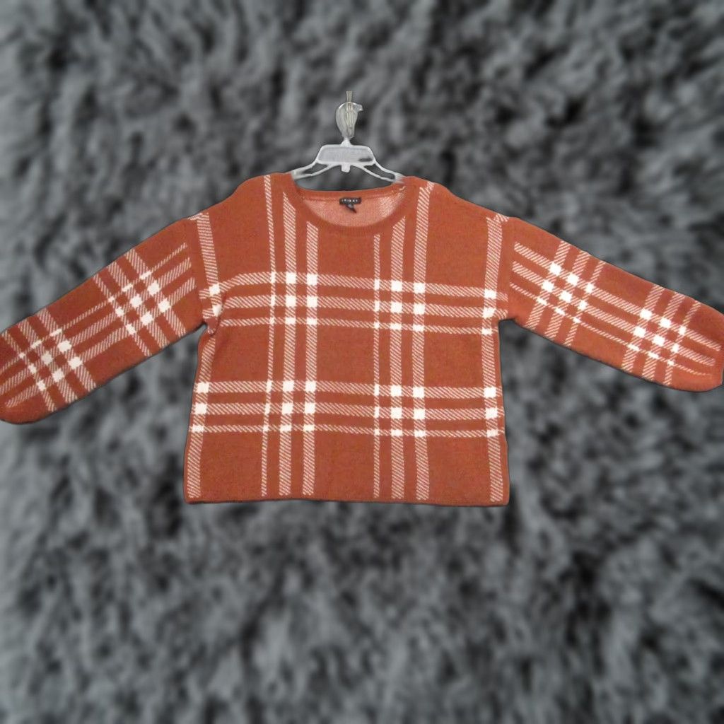 Vintage TRIBAL Women's Large Plaid Crew Neck Sweater Pullover Size L / US 10 / IT 46 - 1 Thumbnail