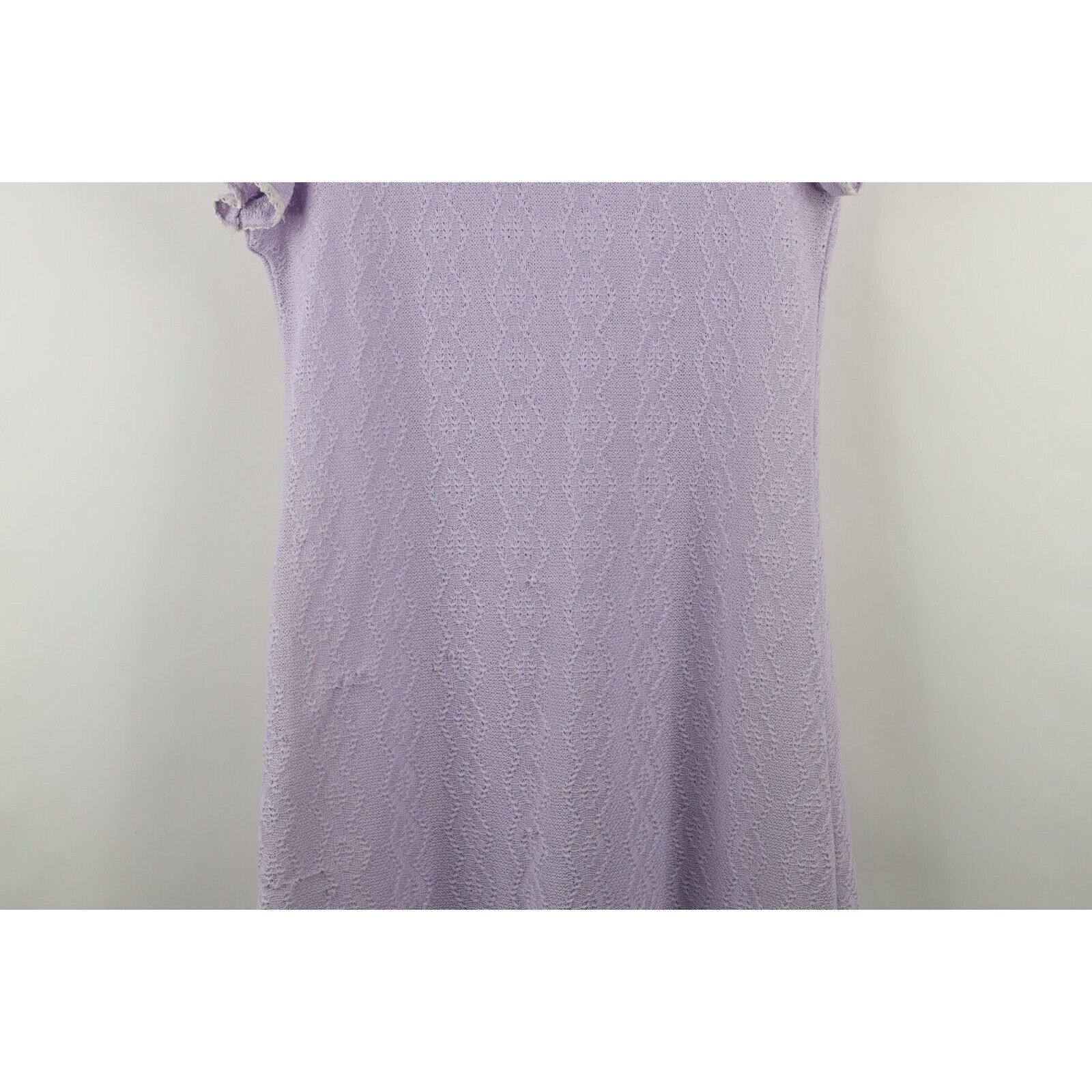 Vintage Vintage 70s Geometric Sheer Crochet Lace Knit Dress Size XXL / US 16-18 / IT 52-54 - 15 Thumbnail