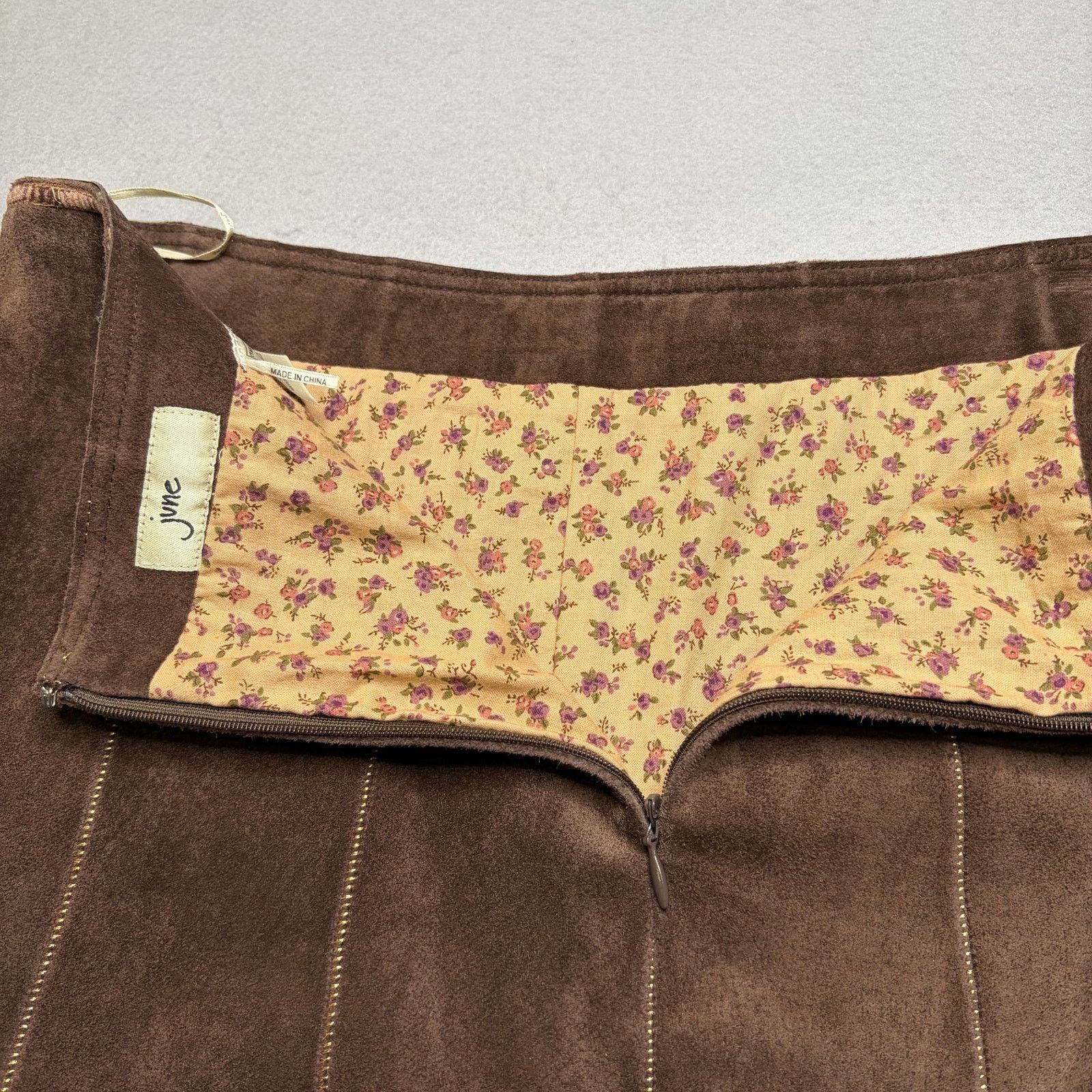 Sixth June Paris Y2K June Brown Suede Leather Midi Skirt Women’s Size 6 Lace Size 28" / US 6 / IT 42 - 9 Thumbnail