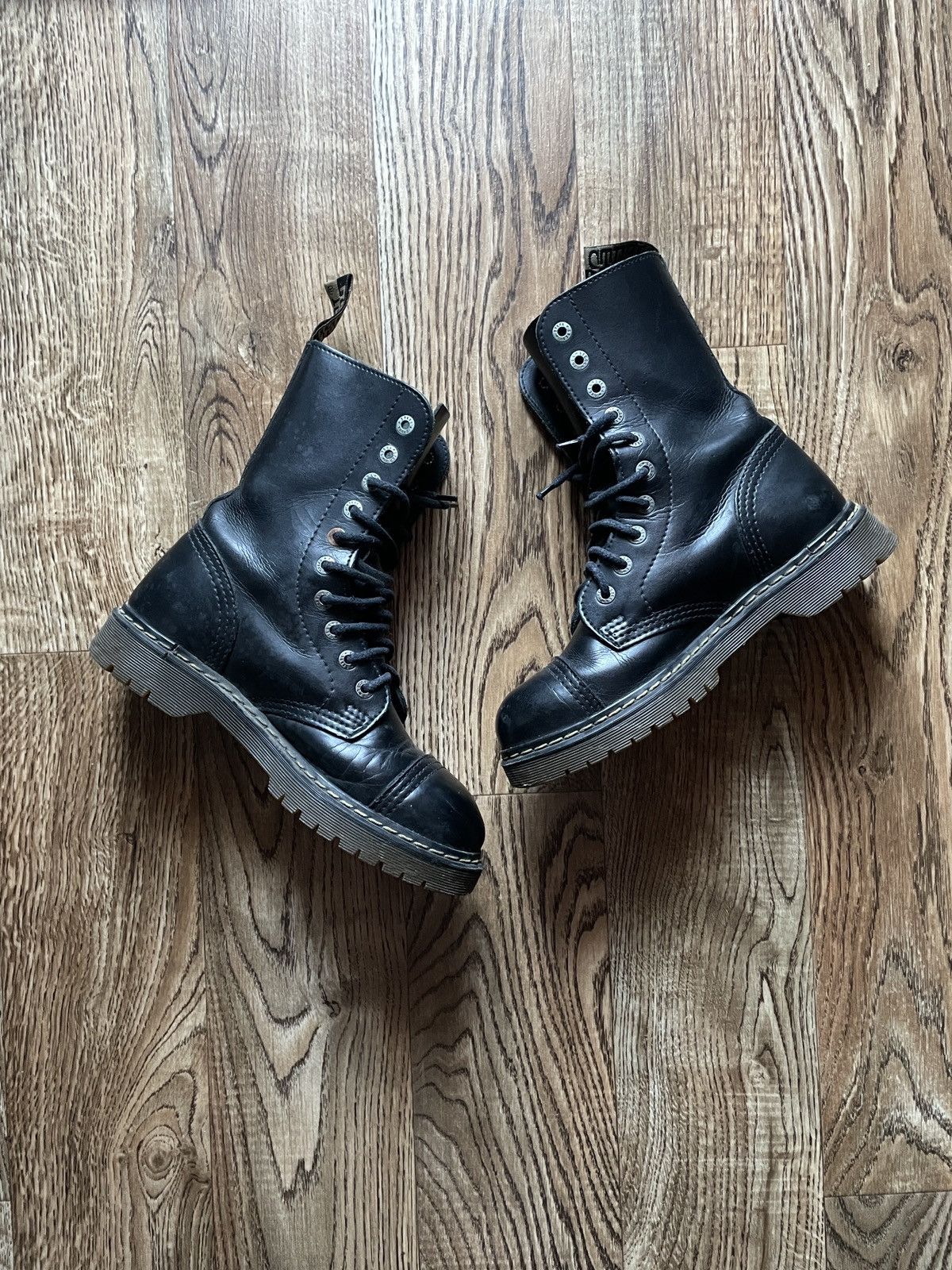 Leather Leather Steel Toe Boots Military 90s England Size US 8 / IT 38 - 1 Thumbnail