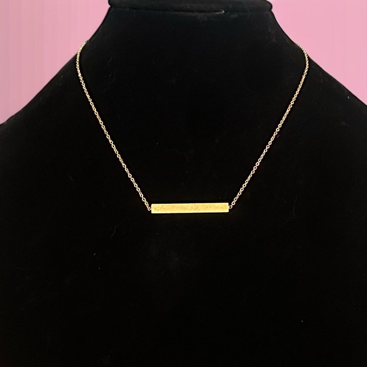 Vintage Vintage gold stainless steel textured bar necklace Size ONE SIZE - 1 Thumbnail