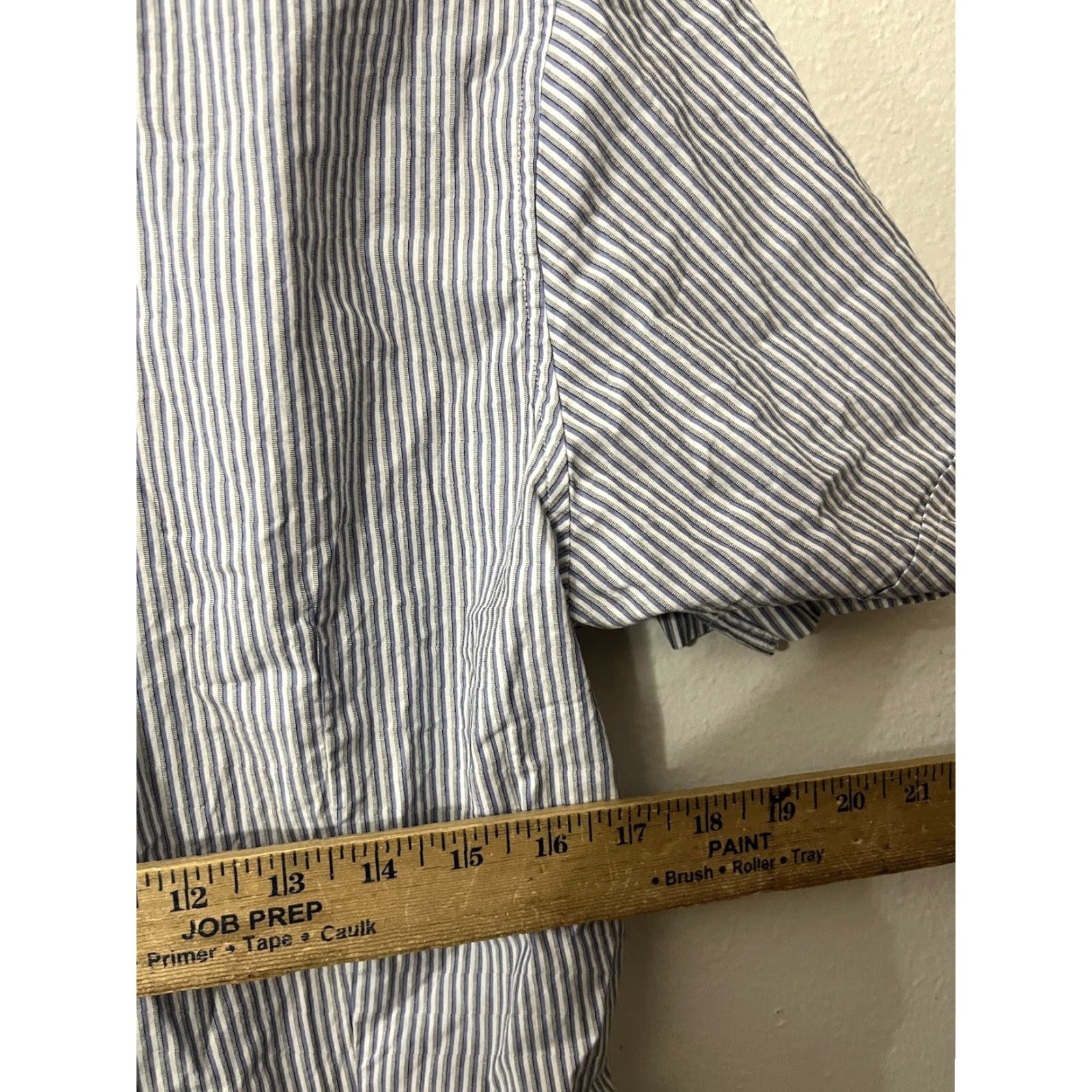 Banana Republic VINTAGE Banana Republic Men's Shirt Short Sleeve Button Up Stretch Blue Striped Collared Top M Size US M / EU 48-50 / 2 - 5 Thumbnail