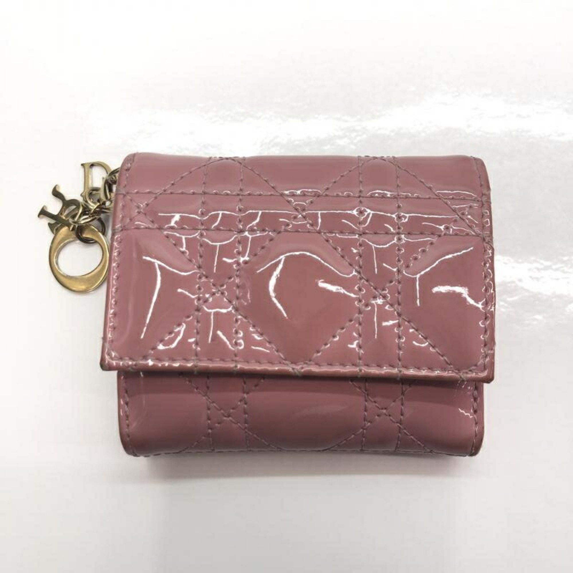 image of Christian Dior Lotus Wallet Patent Leather Pink, Women's