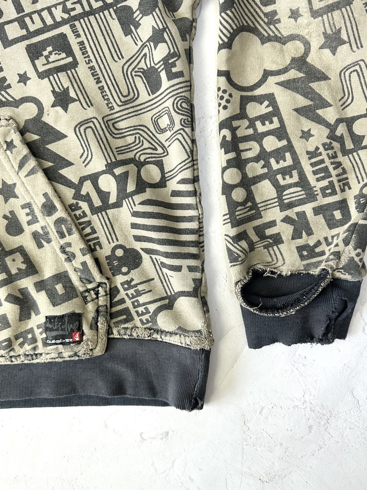 If Six Was Nine Vintage Quiksilver Printed Destroyed Hoodie Size US M / EU 48-50 / 2 - 3 Thumbnail