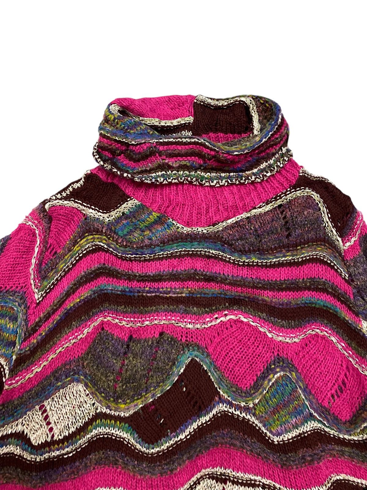 Japanese Brand Vintage Japanese Pink Wavy Knit Turtleneck Fairy Grunge Size US M / EU 48-50 / 2 - 6 Thumbnail