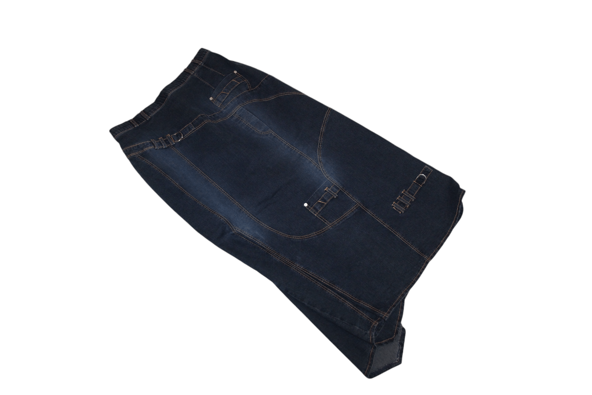 Marithe + Francois Girbaud RARE VTG🔥Fred Sabatier Asymmetrical Faded Denim Cargo Skirt Size 32" / US 10 / IT 46 - 5 Thumbnail