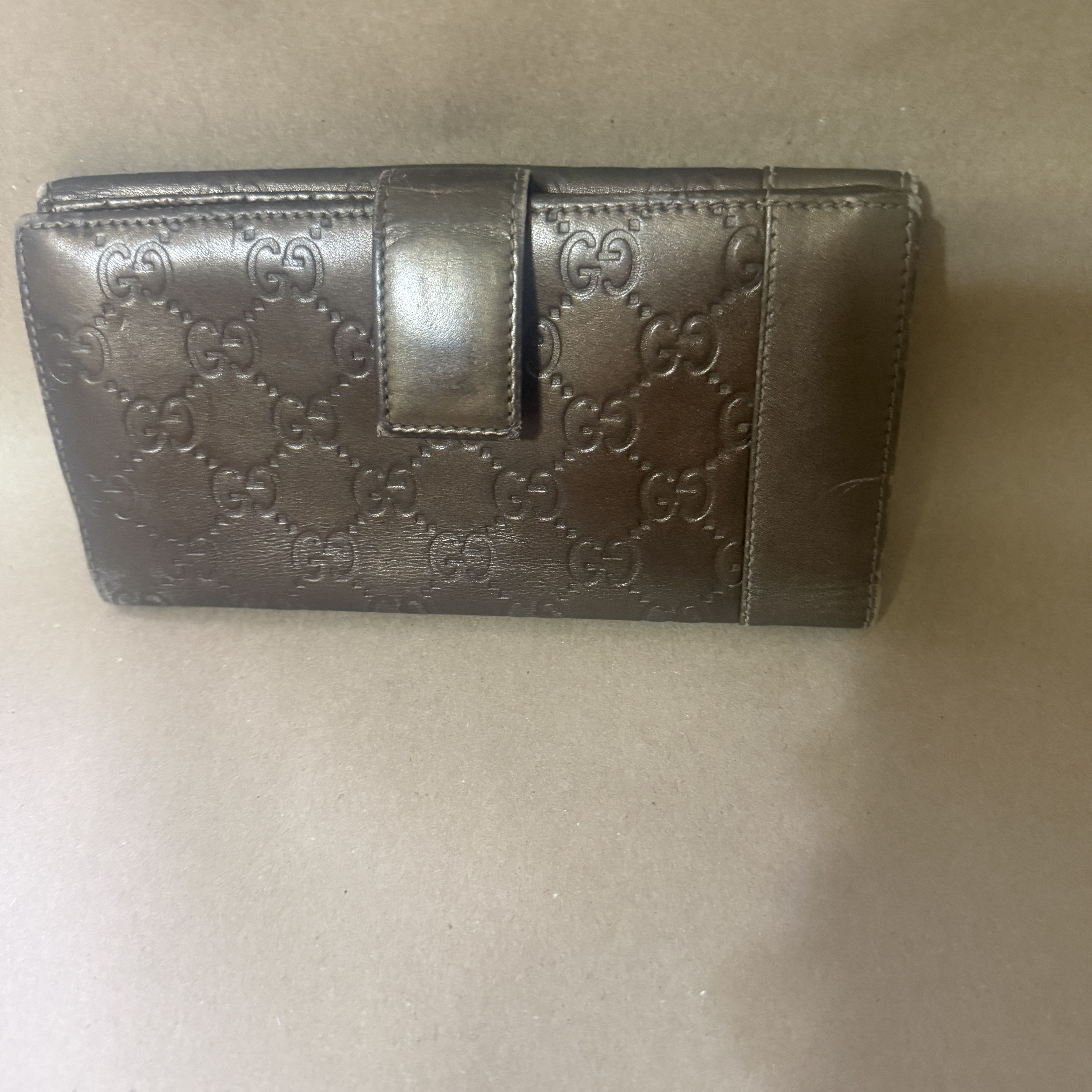 Gucci Gucci Embossed Brown Leather Wallet Size ONE SIZE - 1 Thumbnail