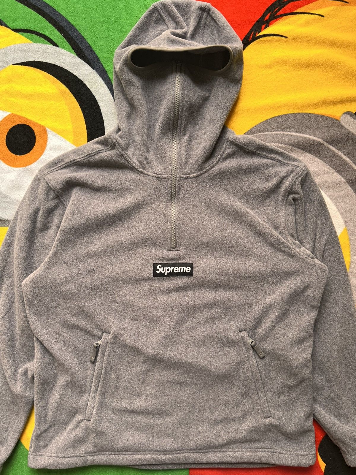 Supreme M Supreme Polartec Face Mask Half Zip Hooded Sweatshirt grey Size US M / EU 48-50 / 2 - 10 Thumbnail