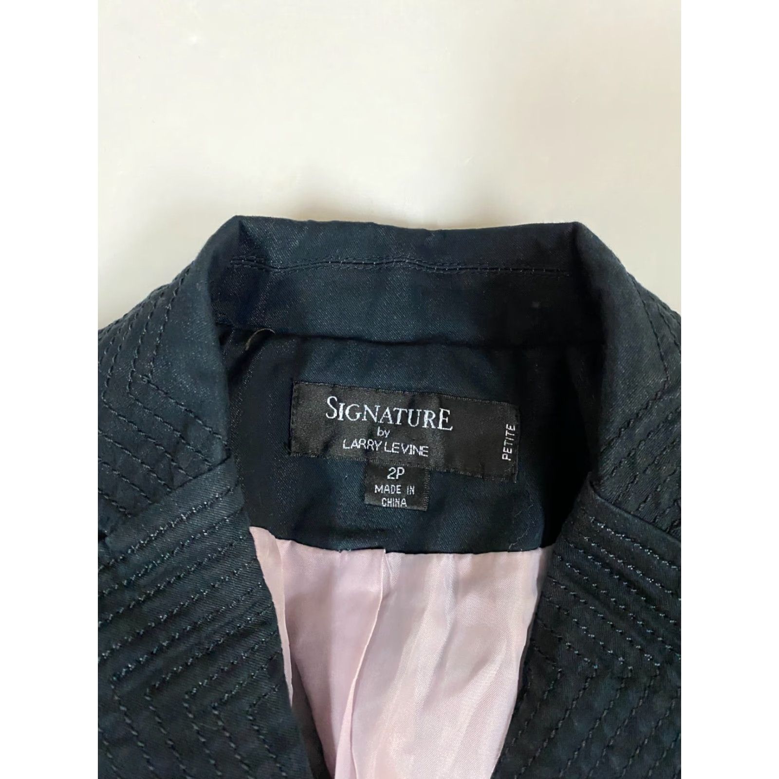 Vintage Signature by Larry Levine Womens Blazer 2P Petite Blue Notch Lapel Single-Breasted Wool Blend Tuxedo Lightweight Fall Winter Size XS / US 0-2 / IT 36-38 - 4 Thumbnail