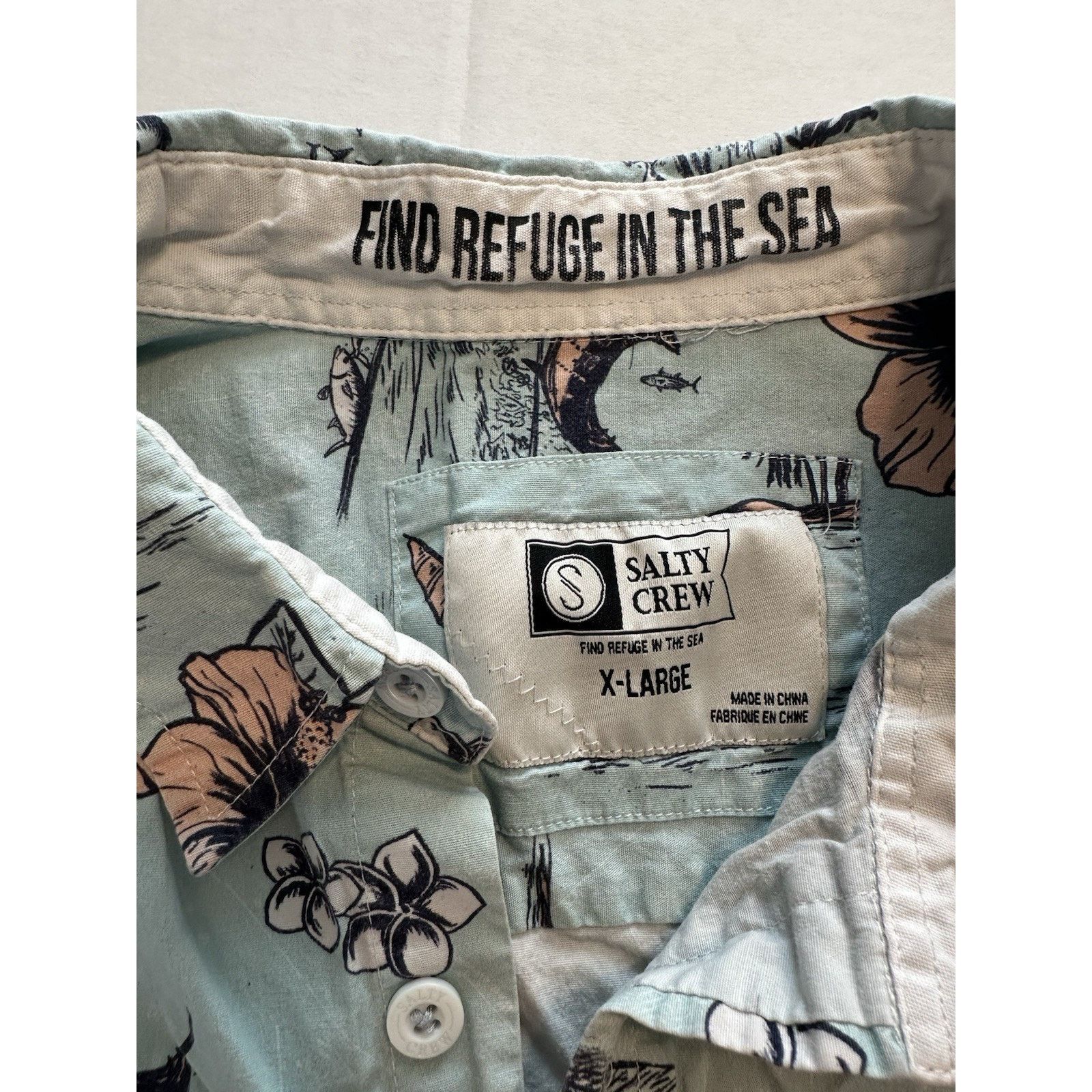 Other Salty Crew Button Shirt XL Tropic Sails Nautical Floral Blue Size US XL / EU 56 / 4 - 2 Thumbnail