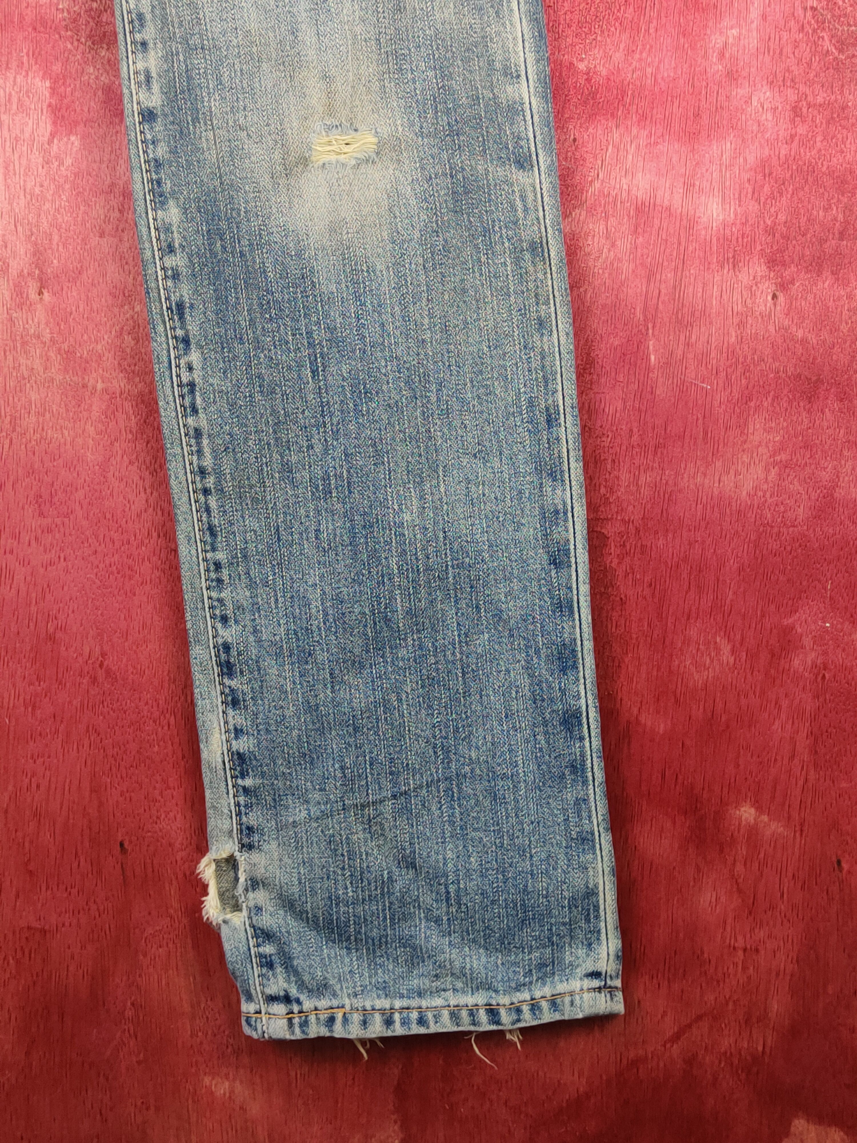 Japanese Brand Wrangler Blue Faded Distressed Ripped Jeans #S1631 Size US 28 / EU 44 - 8 Thumbnail