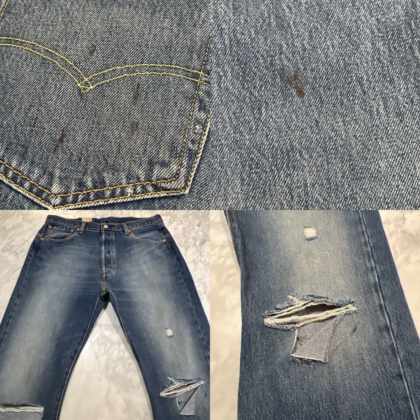Levi's Levi’s 501 ‘93 Straight Jeans Men 36x34 Blue Button Fly Thrashed Faded NWT Size US 36 / EU 52 - 8 Thumbnail